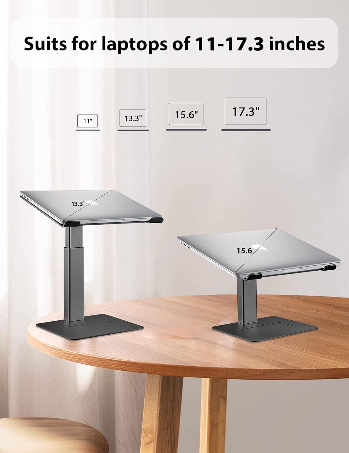Laptop Stand for Desk, Ergonomic Sitting and Standing Laptop Riser for Notebook MacBook 11-17 Inches,DJ Laptop Stand Adjustable Height from 7-15 Inches Aluminum(Black) - Image 7
