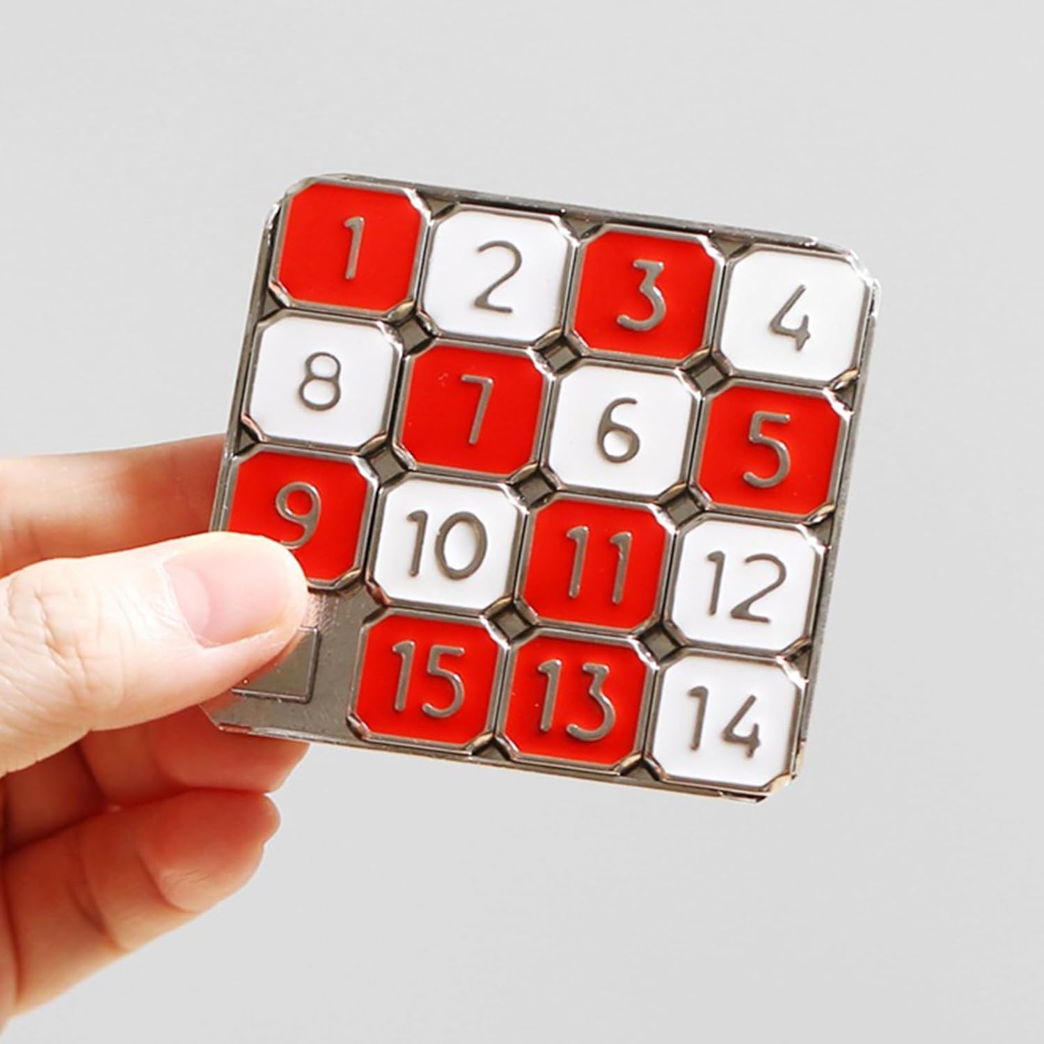 Metal Number Slide 15 Puzzle - Red and White Sliding Educational Learning Game - Brain Teaser Pocket Puzzle for Fun and Mental Exercise - Image 7