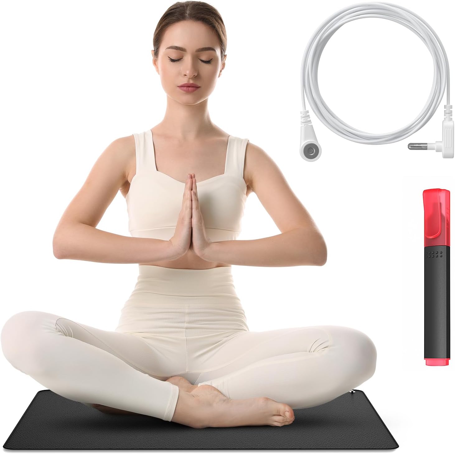 Grounding Mat for Sleep, Energy, Pain Relief, Inflammation, Balance, Wellness. Earth Connected Therapy. Indoor Grounding at Home, Office, Work. 15 Foot Cord Included. Conductive Carbon - Image 2