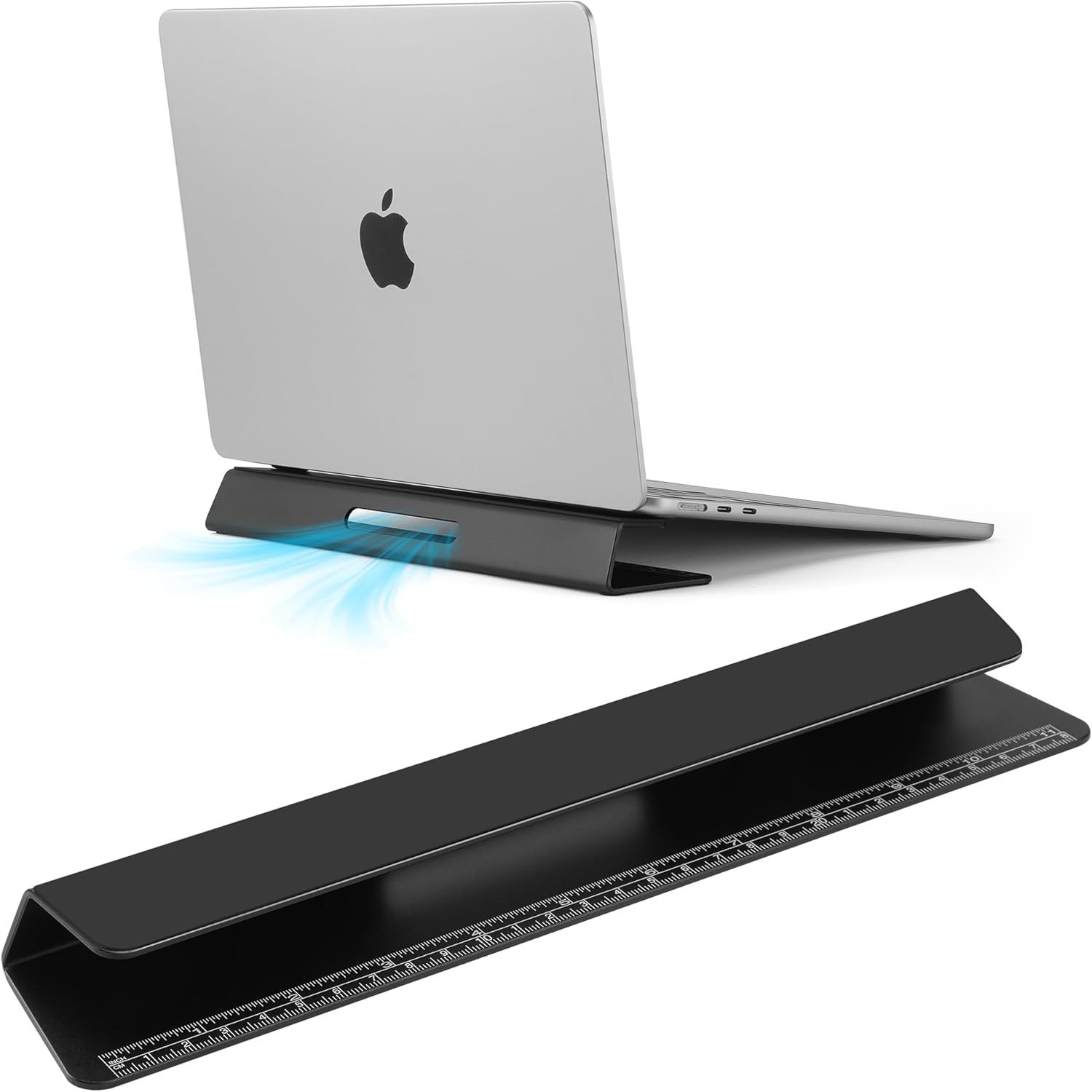 Laptop Cooling Stand Aluminium- Improved Cooling, Ergonomics, Stability, and Versatility - Compatible with MacBook and All Laptop, with Ruler - Image 2