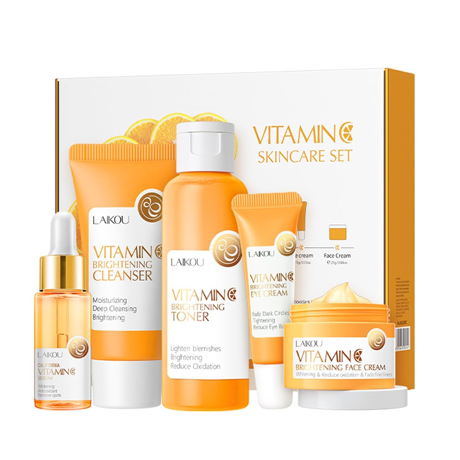 Skincare Gift Set for Teenage Girls,Vitamin C Skin Care Set - 5 Piece Gentle Skin Cleaning & Care Travel Size Kit With Cleanser, Toner, Face Serum,Eye Cream,Face Cream Brighten Face Skin Care Kit - Image 2