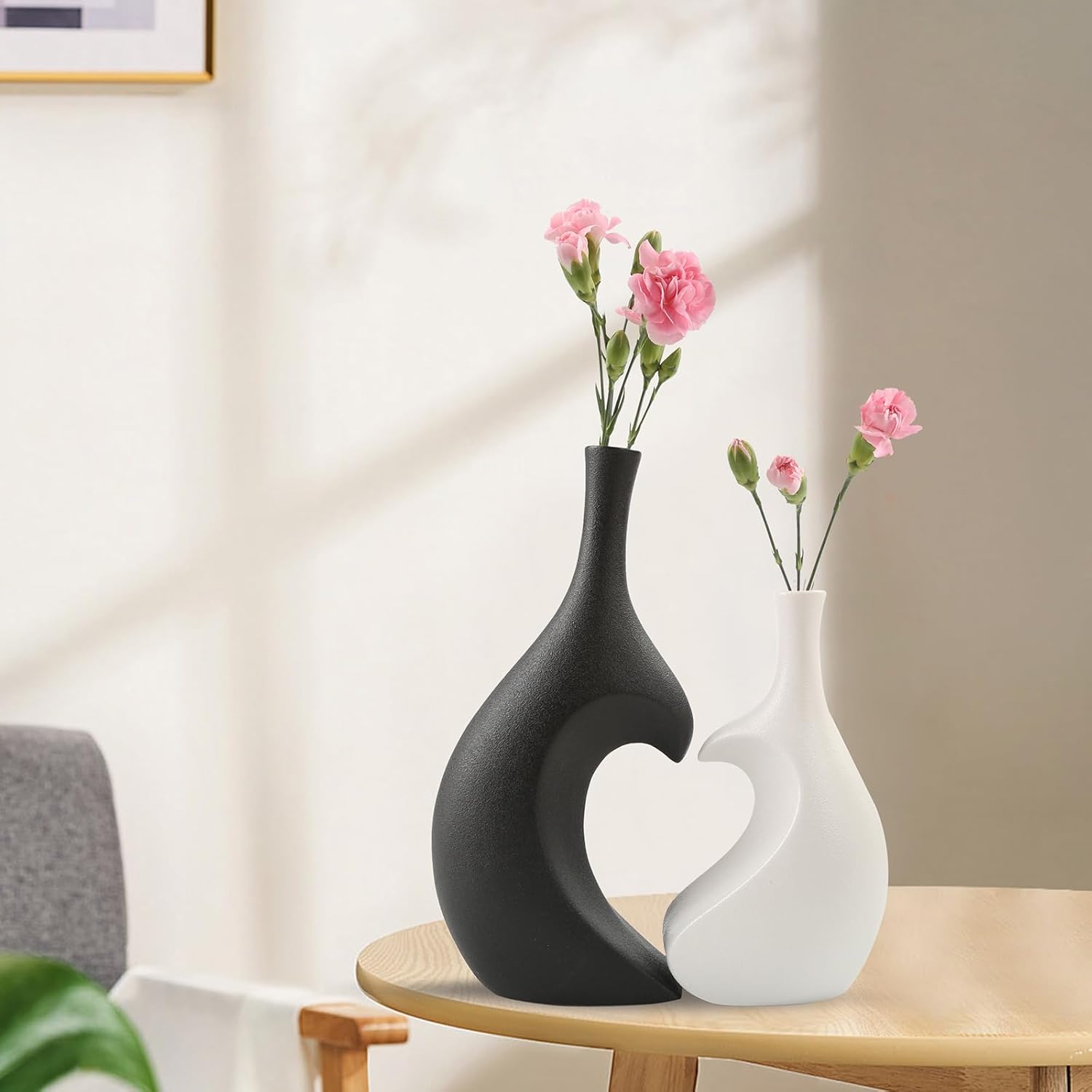White Ceramic Vase Set of 2,Heart Shaped vase, Matte Frosted Texture Finish,Farmhouse Decor, Home Decor, Vases for Your Bedroom, Office, Living Room, Bathroom (White) - Image 10