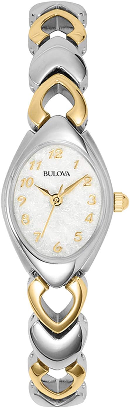 Bulova Ladies' Classic Two-Tone Stainless Steel 3-Hand Quartz, White Patterned Dial Style: 98V02 - Image 2