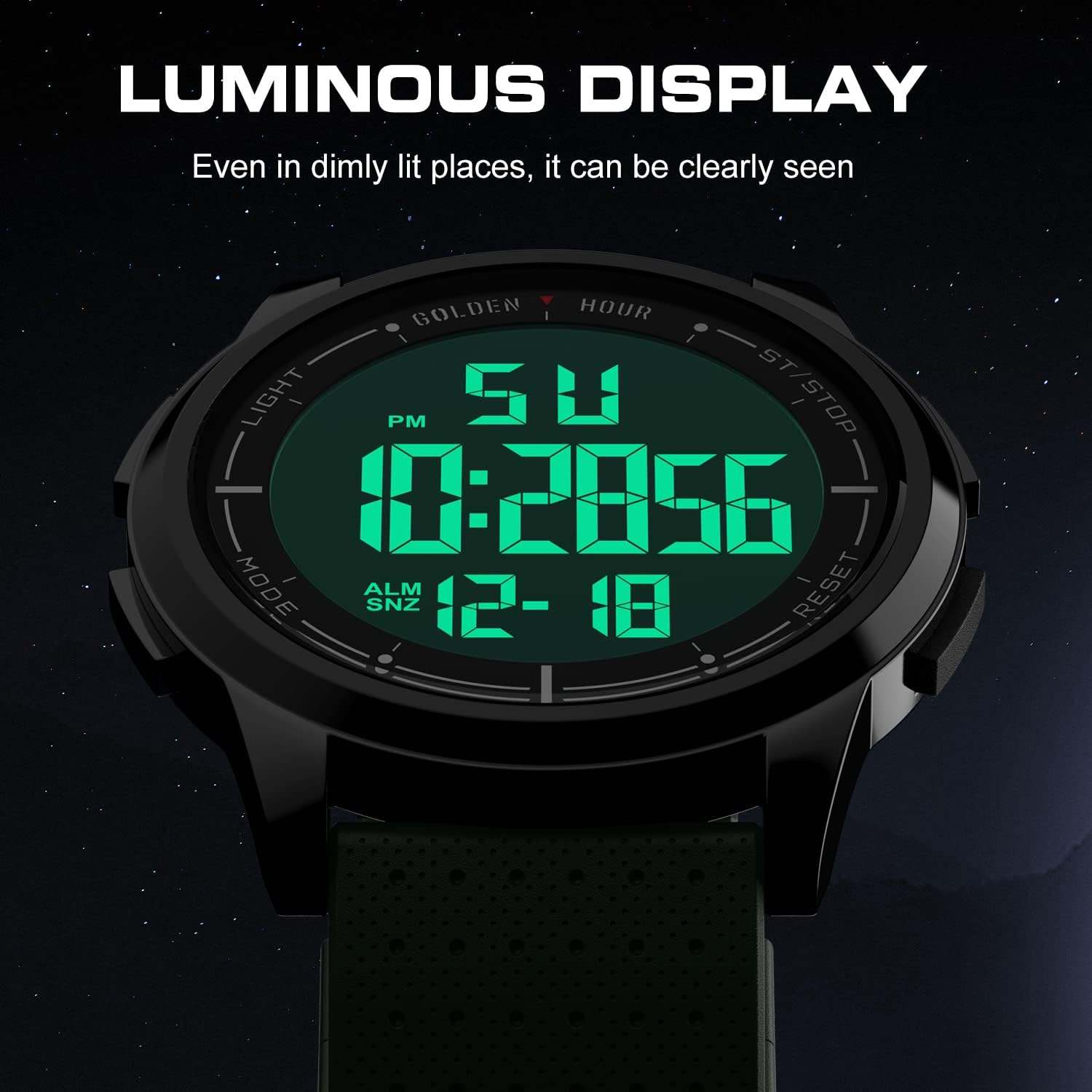 GOLDEN HOUR Ultra-Thin Minimalist Sports Waterproof Digital Watches Men with Wide-Angle Display Rubber Strap Wrist Watch for Men Women - Image 6