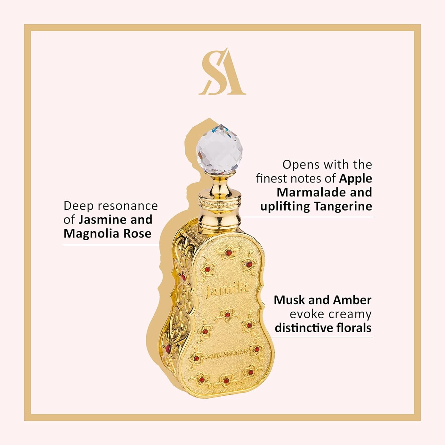 Swiss Arabian Layali Rouge & Jamila Women's Perfume Oil Bundle - Floral, Fruity, Musk Fragrances With Notes of Papaya, Peach, Coconut & Tangerine, Jasmine, Magnolia, Amber - 0.5 Oz Each - Image 6