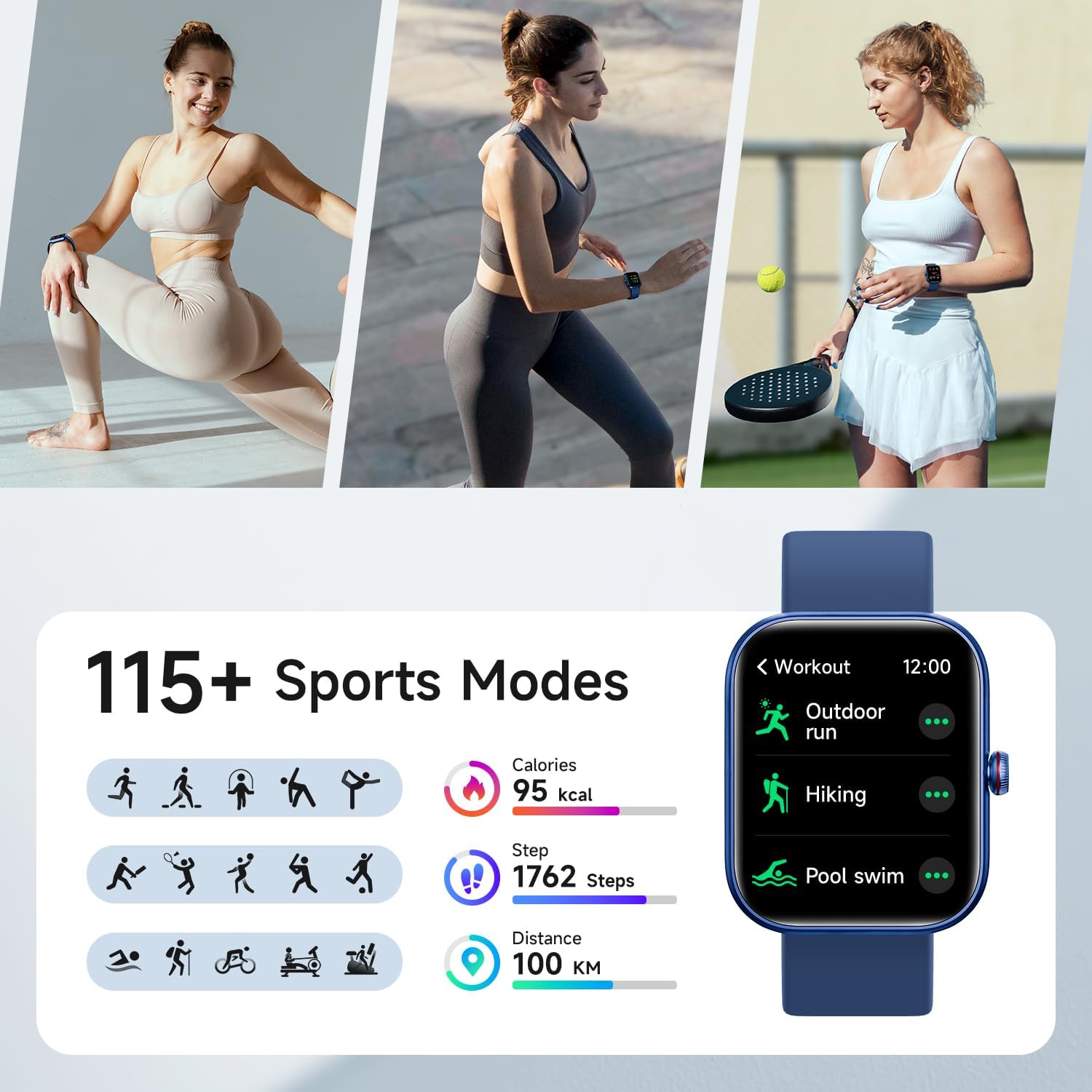 Smart Watch for Android iOS Phones, 1.91’’ HD Display Smartwatch for Women Men Built-in Alexa(Answer/Make Calls), Fitness&Sleep Tracker, Heart Rate Monitor, 115+ Activity Mode - Image 6