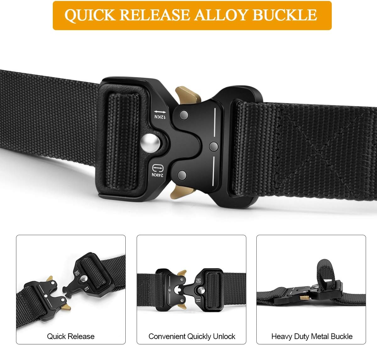 BESTKEE Tactical Belt for Men, 1.5" Military Nylon Work Belt with Quick Release Buckle, Gift with Molle Pouch and Hooks - Image 3