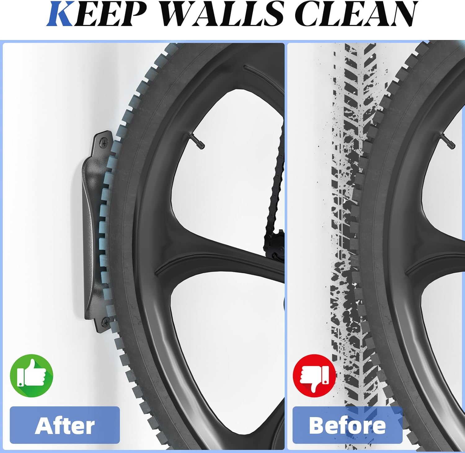 Goovilla Swivel Bike Wall Mount 4 Pack, Space Saving Bike Hangers for Garage with Screw and Easy Installation, Metal Vertical Bike Rack Wall Mount Holds up to 66.2lbs with No-scratch Protection, Black - Image 5
