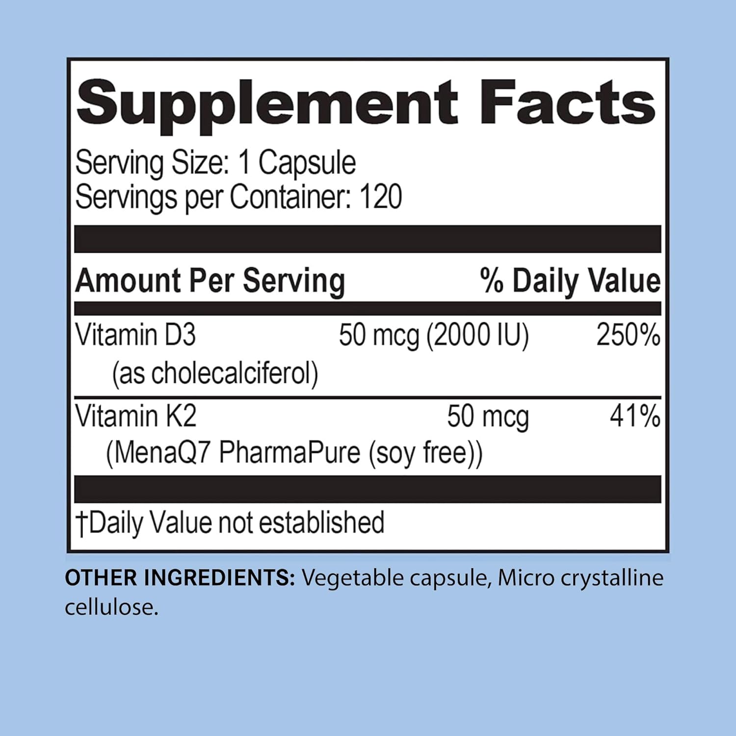Vitamin D3 K2-2000 IU D3 with MK-7 (Soy-Free) - Bone Strength and Immune Support - 120 Vegetarian Capsules (D3+K2 Ultra) - Image 3