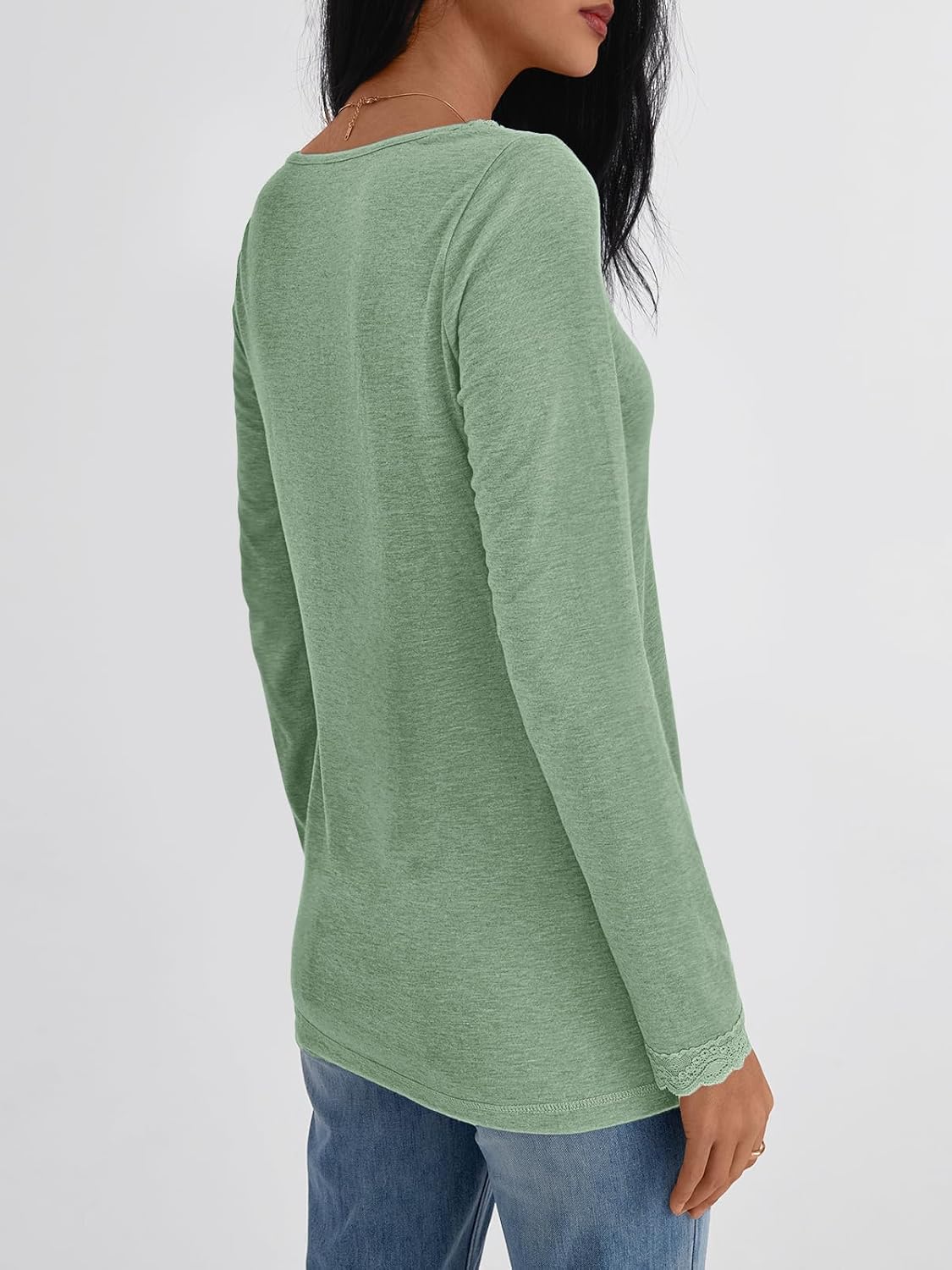 AUTOMET Long Sleeve T Shirts for Women Lace V Neck Casual Cute Tops Loose Fit Fall Winter Basic Clothing - Image 5