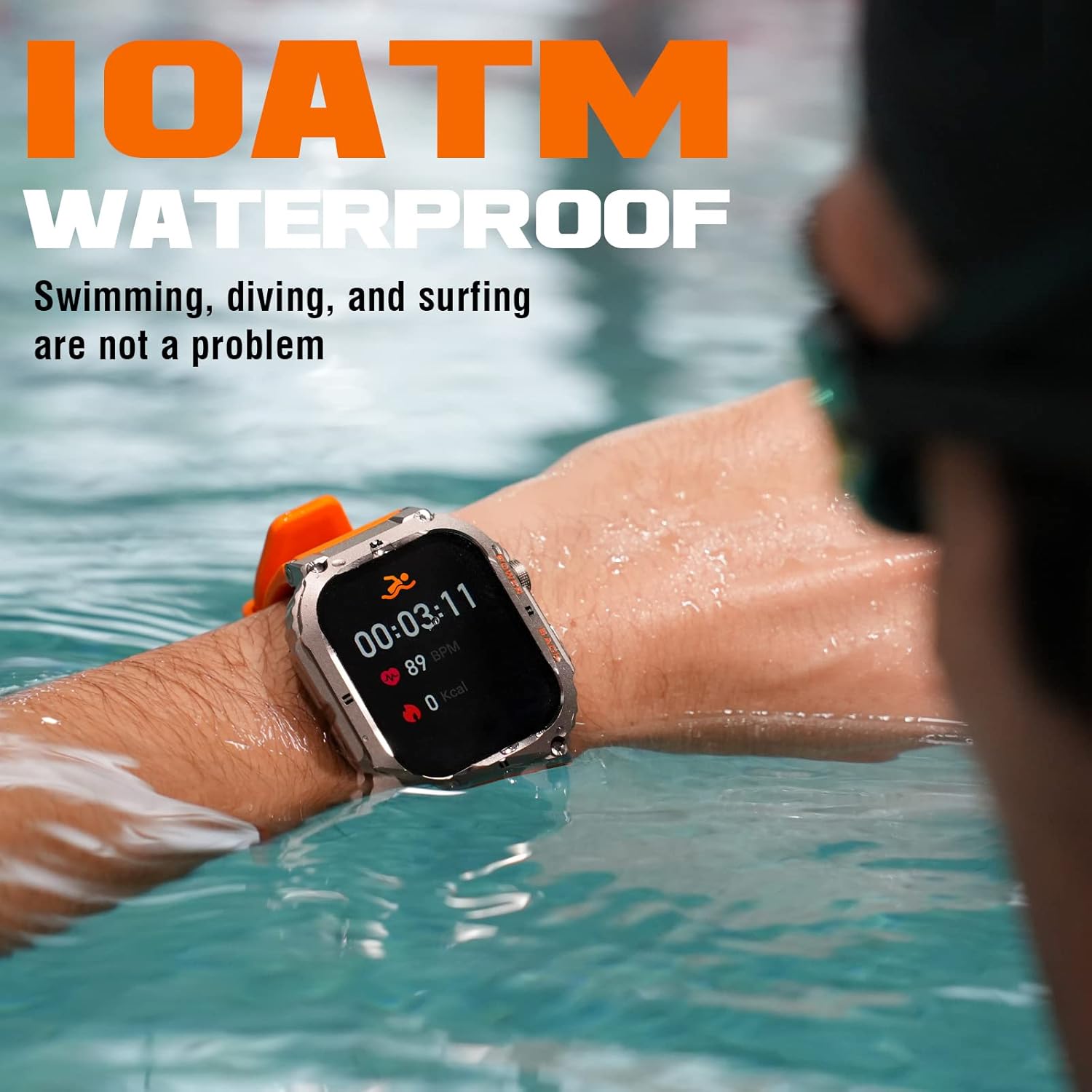 Smart Watch,100M Waterproof Rugged Military Smartwatch with Bluetooth Call(Answer/Dial Calls) 2-inch Utral Large HD Display 70 Days Extra Long Battery Life,100+ Sports Modes Fitness Tracker - Image 8