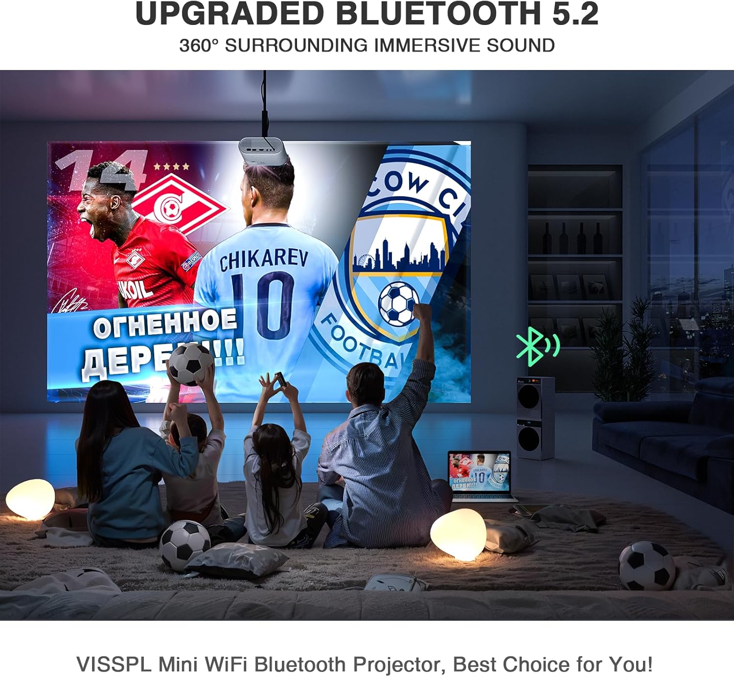Mini Projector with WiFi and Bluetooth, VISSPL Full HD 1080P Projector, Portable Outdoor Projector with Tripod, Home Theater Movie Phone Projector Compatible with Android/iOS/Windows/TV Stick/HDMI/USB - Image 5