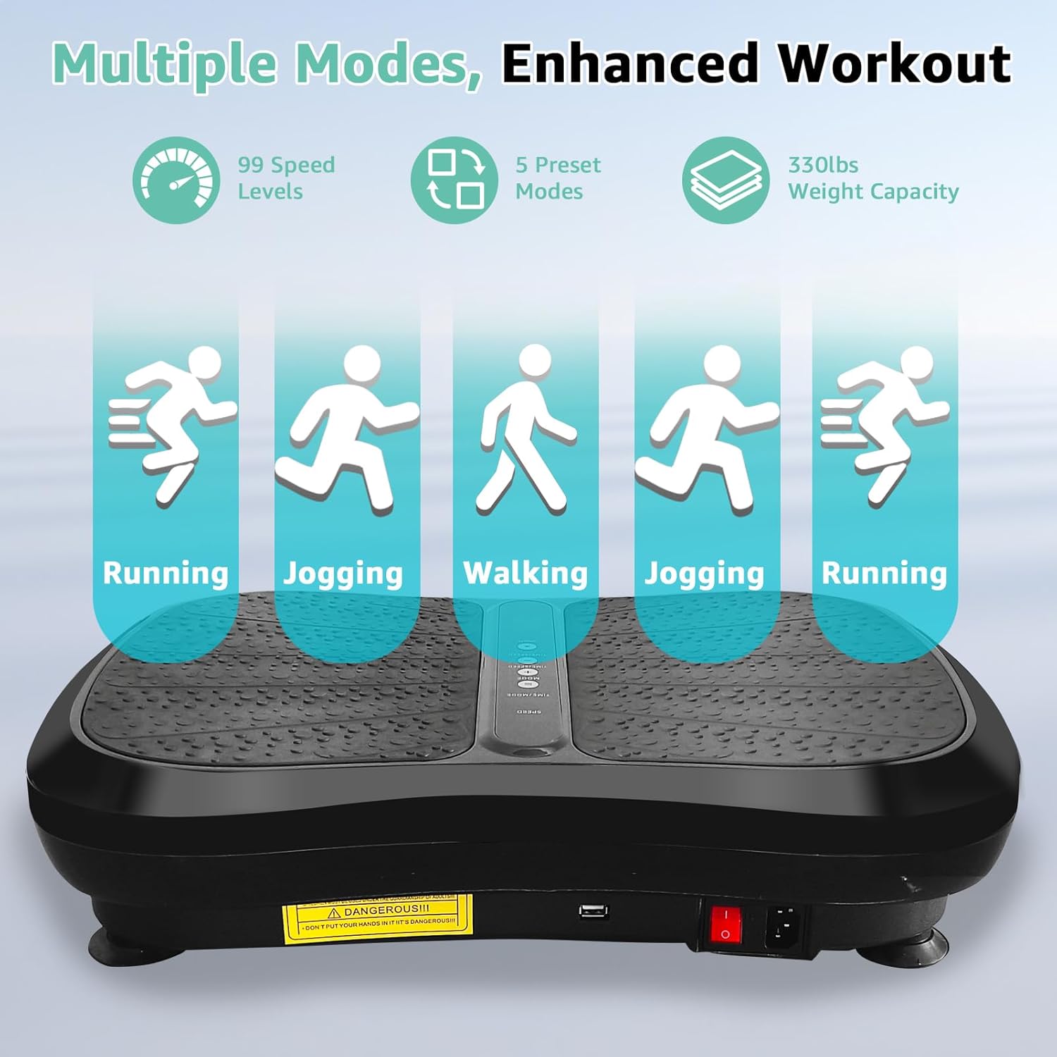 330LBS Vibration Plate Exercise Machine, 99 Levels Vibrating Plates Platform for Weight Loss, Whole Body Waver Shaker, Home Gym Shaping Fitness Workout - Image 6