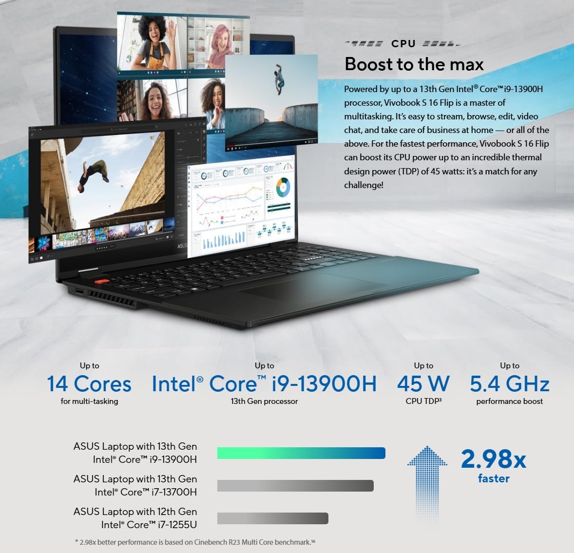 ASUS Vivobook S 16 Flip 2-in-1 Laptop (16" FHD+ Touchscreen, Intel 14-Core i9-13900H, 40GB RAM, 1TB SSD, IST Stylus) for Creator, Photographer, Designer, Backlit KB, Win 11 Pro w/AI Copilot, Black - Image 4