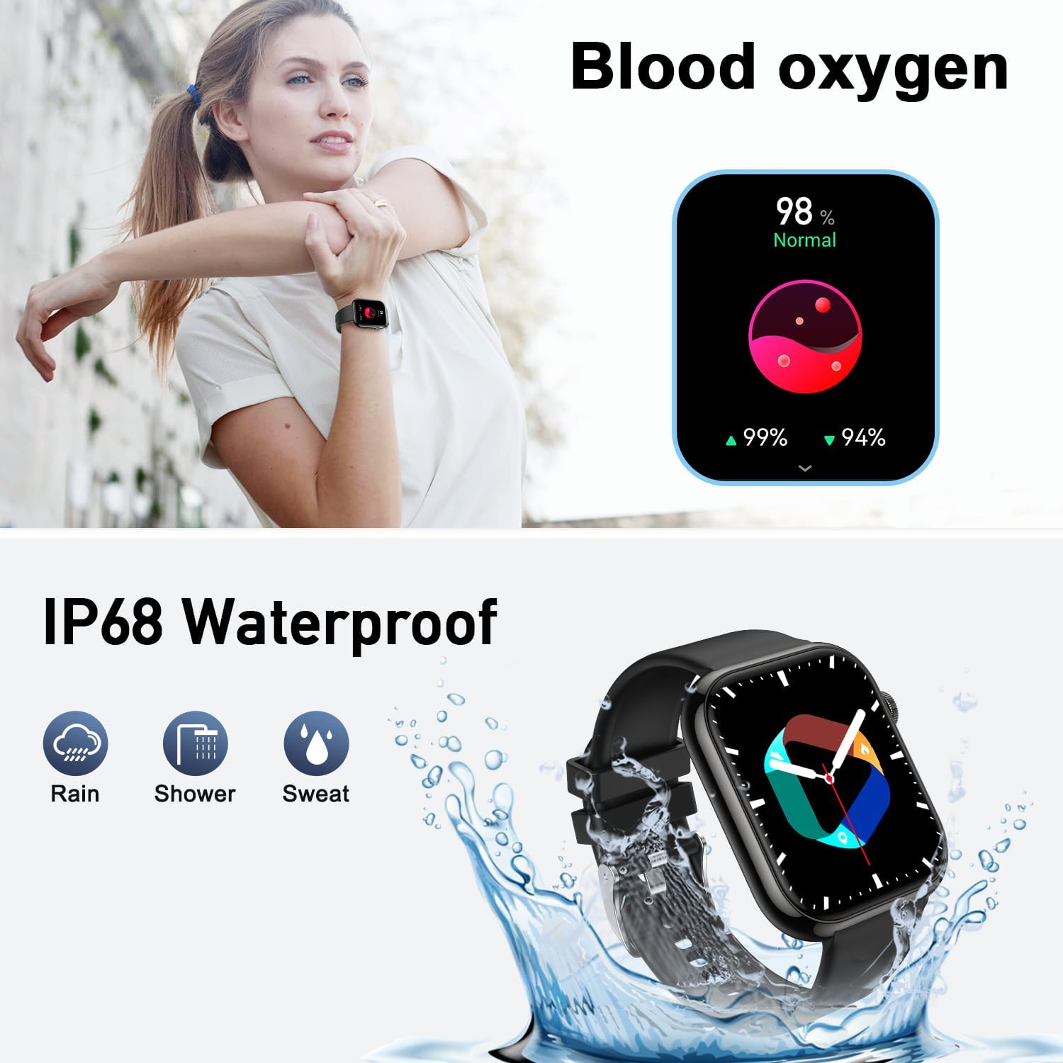 Smart Watch for Men Women Fitness: Waterproof Make/Answer Call Smart Watches for Men Digital Mens Watches Running Step Tracker Smartwatch Android Phones iPhone Samsung Compatible Heart Rate Monitor - Image 8