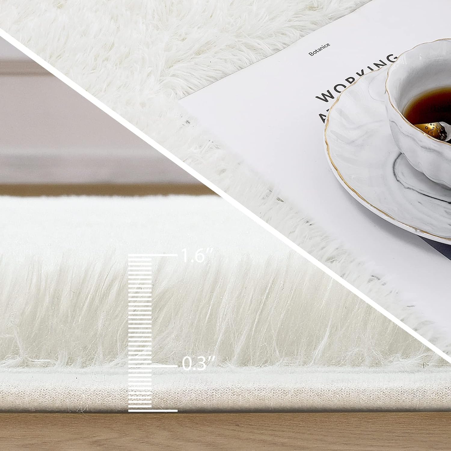 Kelarea Super Soft Shaggy Rug Fluffy Bedroom Carpets, 5x8 Feet Cream White, Modern Indoor Fuzzy Plush Area Rugs for Living Room Dorm Home Decorative Kids Girls Children's Floor Rugs - Image 6