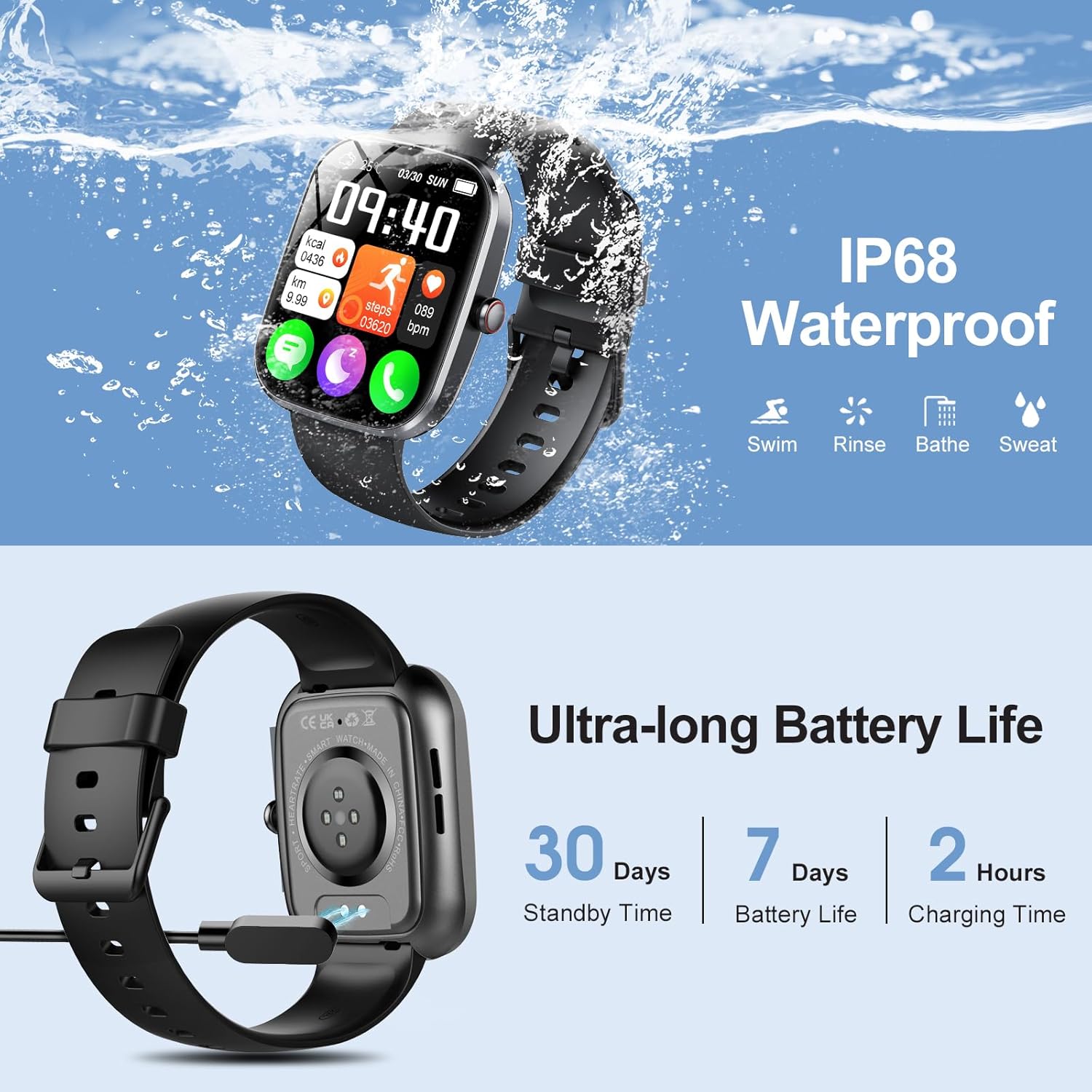 Smart Watch(Answer/Make Calls), 1.91" Smartwatch for Men Women DIY Dial Built-in, Fitness Tracker with Heart Rate Sleep Monitor, 112+ Sports Modes, IP68 Waterproof Activity Tracker for Android iOS - Image 5