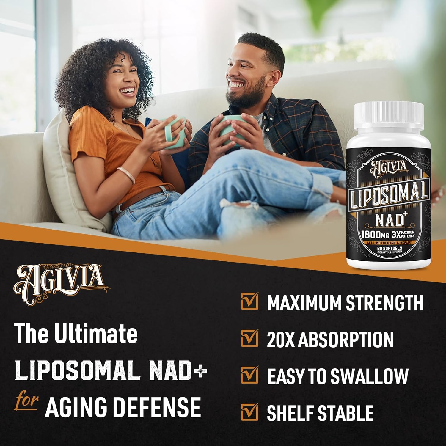 1800 MG Liposomal NAD Supplement, NAD+ Supplement Similar to Nicotinamide Riboside, 98% Pure NAD Plus Supplement for Energy Booster & Cellular Repair for Men & Women, Non-GMO, 60 Softgels - Image 8