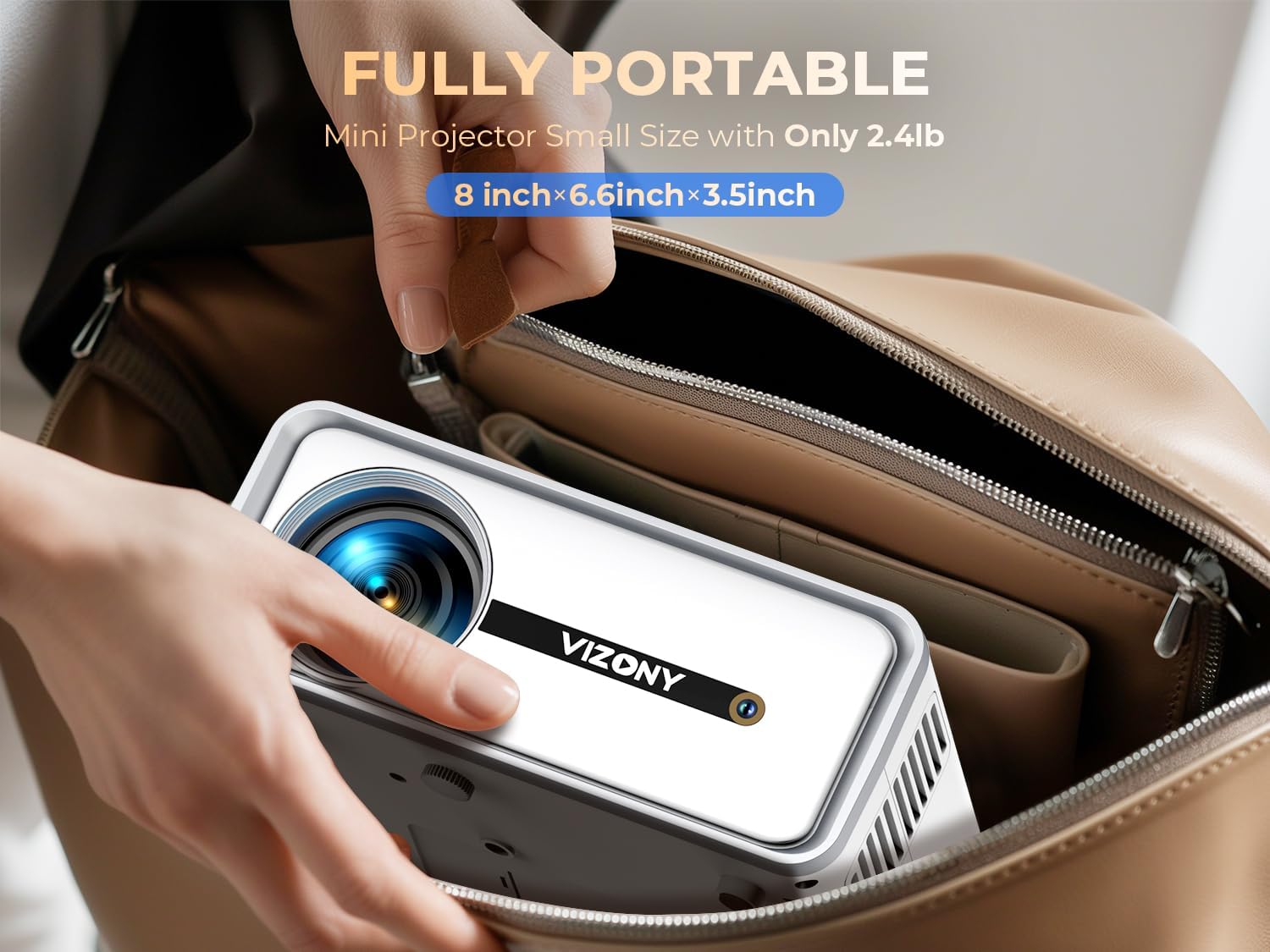 Mini Projector with WiFi and Bluetooth, 450ANSI 1080P FHD Home Movie Projector, Portable Outdoor Projector with 250" Display+Zoom, Compatible w/Phone/Laptop/TV Stick-Indoor&Outdoor - Image 10