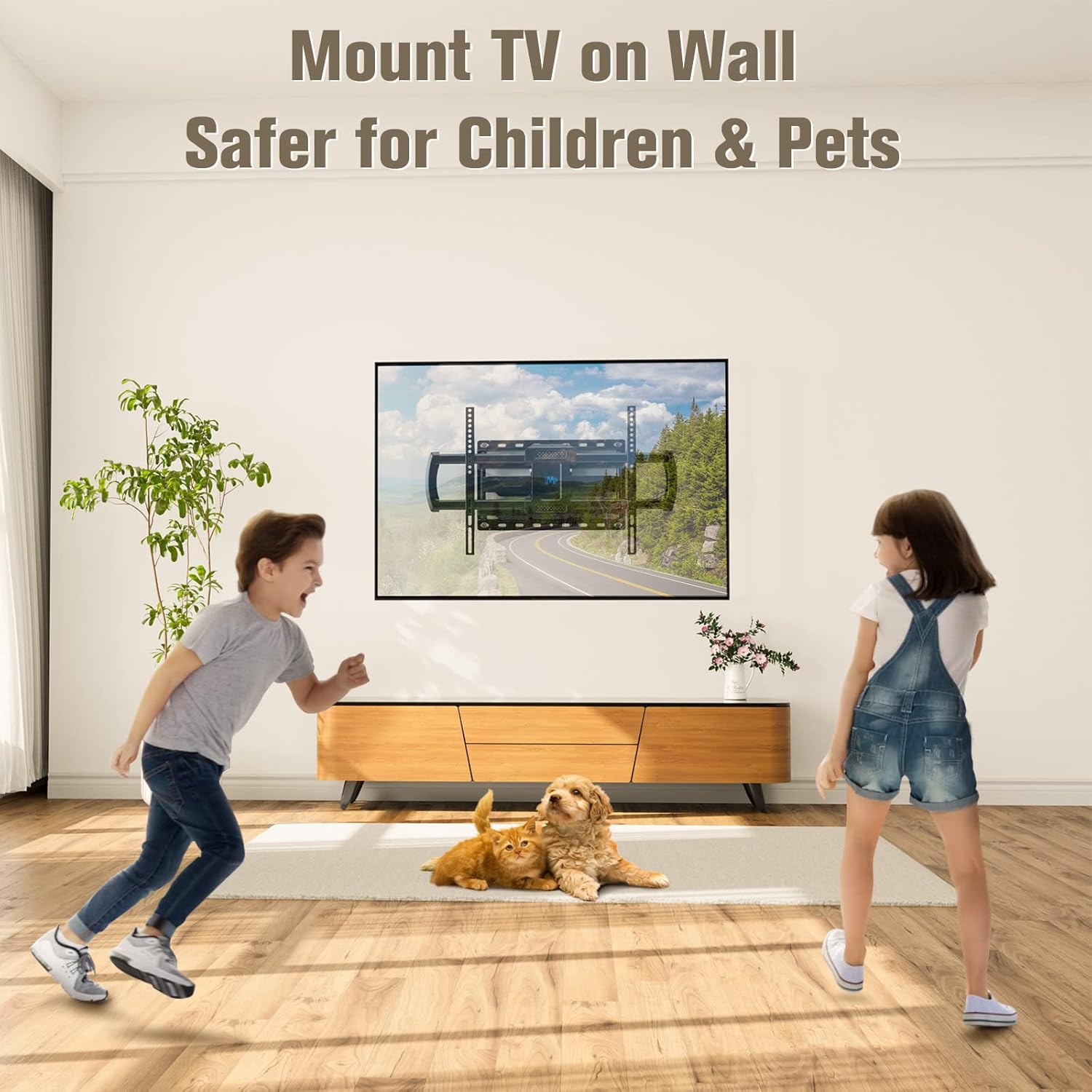 Mounting Dream TV Wall Mount, UL Listed Full Motion Mount Bracket for 42-84 Inch Flat Screen TVs, Swivel Articulating Dual Arms, Max VESA 600x400mm, 100 LBS Loading, Fits 16 Inches Wood Studs, MD2296 - Image 8
