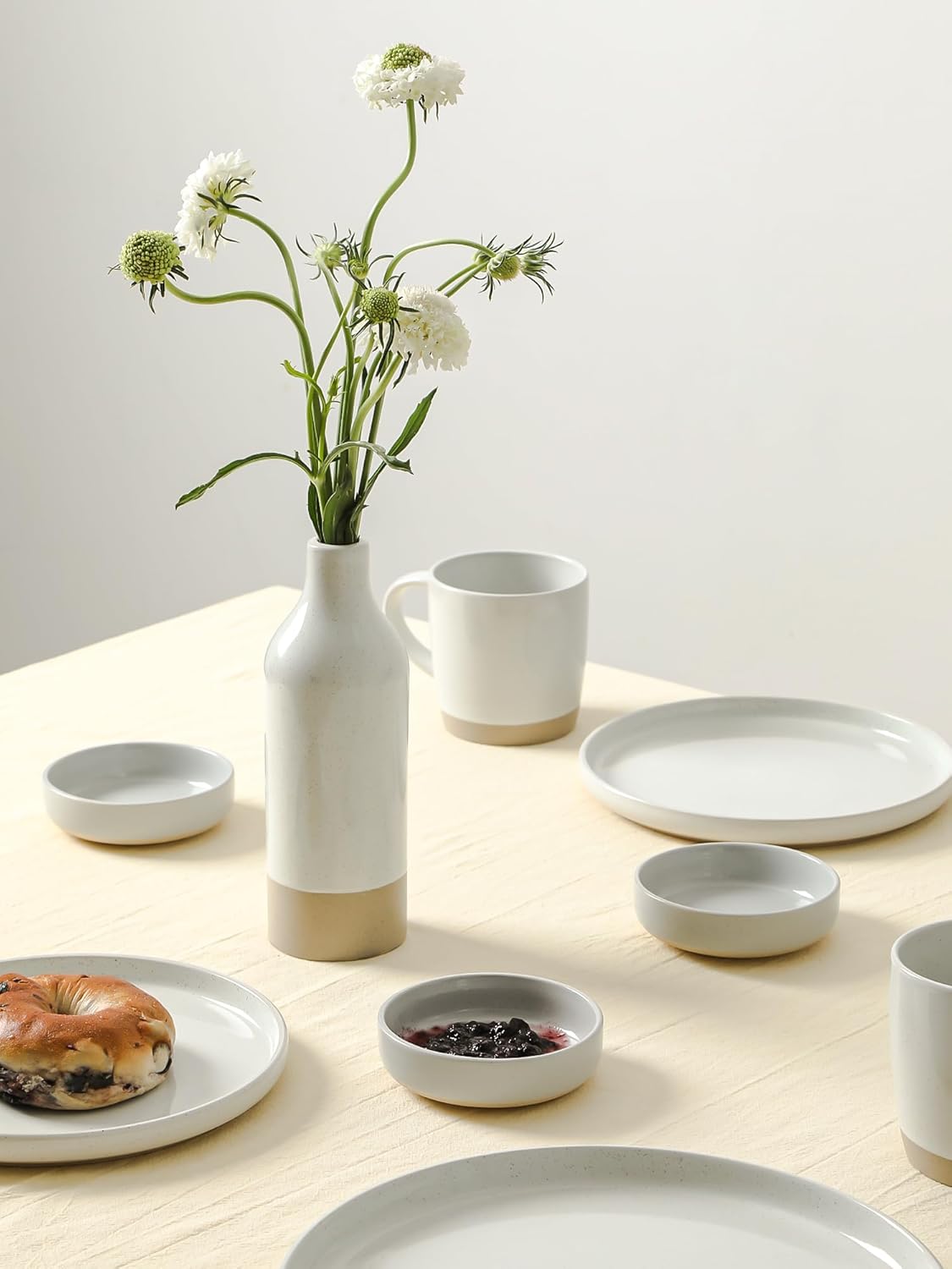 Famiware Saturn Plates and Bowls Set of 12 and Milkyway 4oz Dipping Bowls Set of 6, 18 Pieces Dinnerware Sets, Light Gray - Image 7