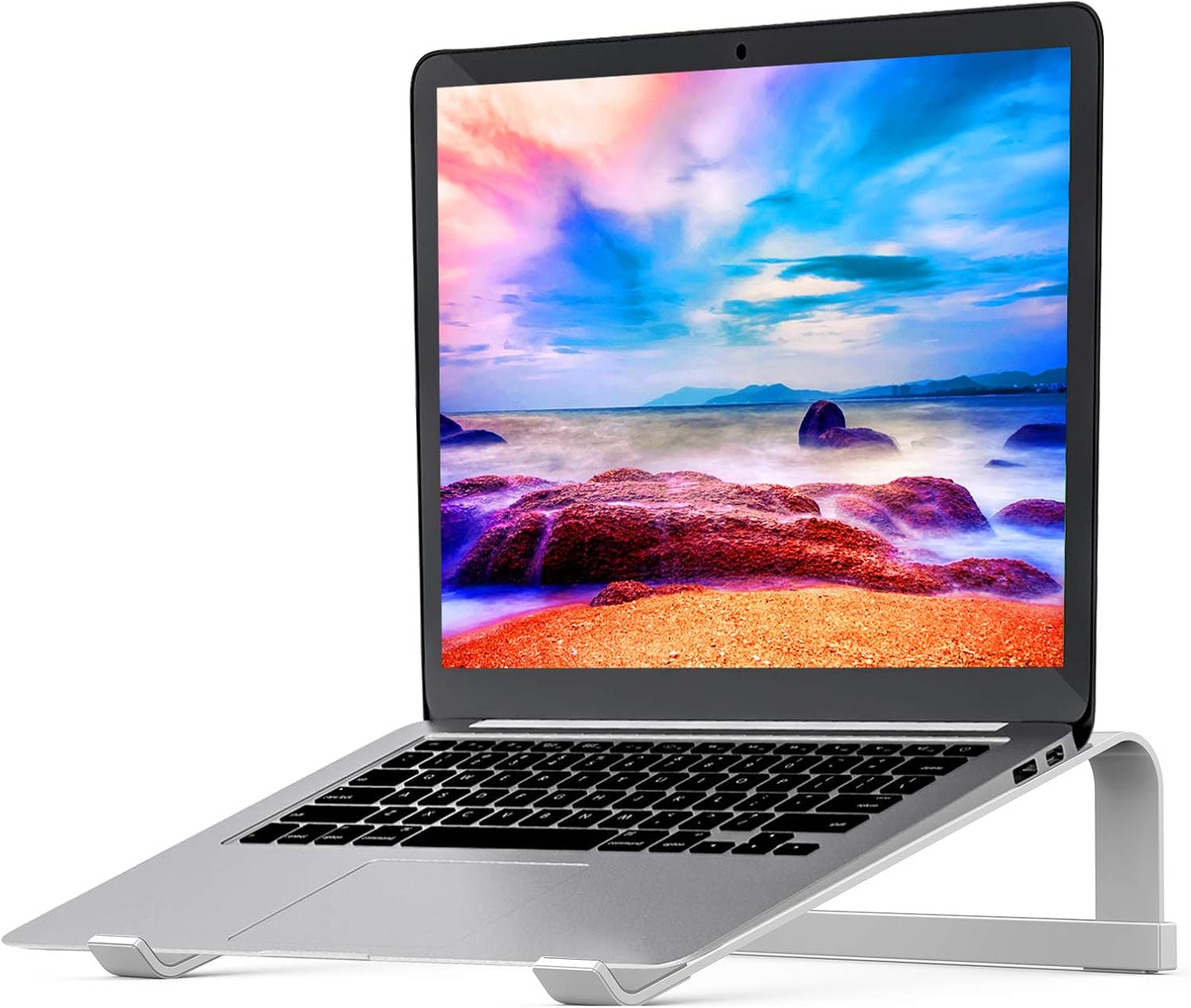 Laptop Stand for Desk,Stable Ergonomic Aluminum Computer Riser Cooling Stand for Mac MacBook Pro/ MacBook Pro Air,HP, Dell, More PC Notebook - 12 13 15 16.2 inch (Silver) - Image 2