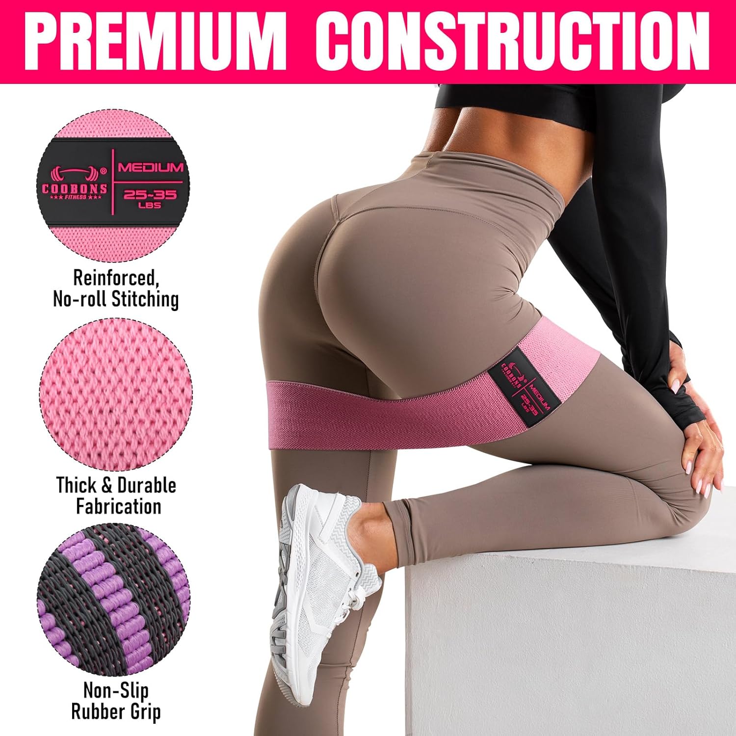 Fabric Resistance Bands for Working Out - Exercise Bands for Women and Men, Booty Bands for Legs and Butt, Yoga, Pilates, Rehab, Fitness and Home Workout - Image 4