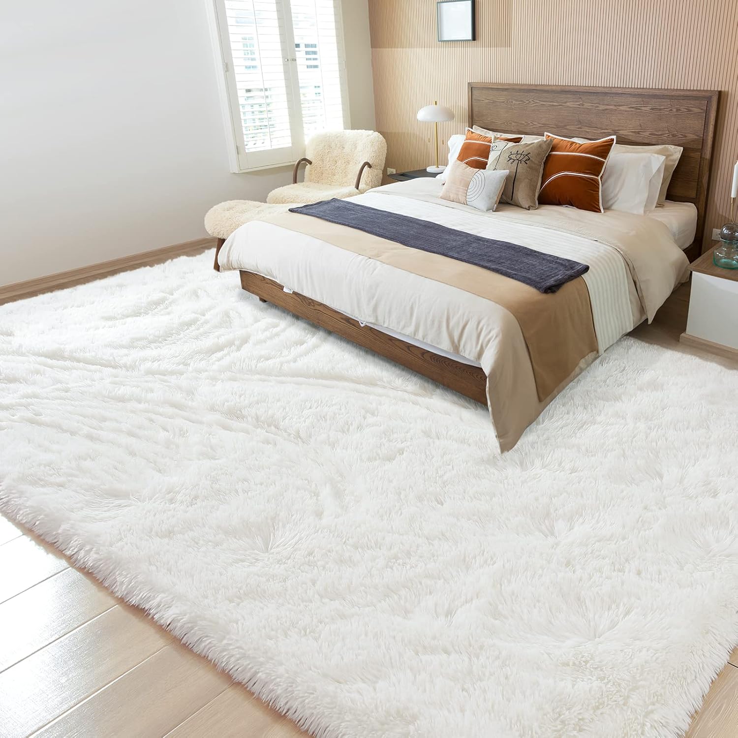 Merelax Soft Modern Indoor Large Shaggy Rug for Livingroom Bedroom Dorm Kids Room Home Decorative, Non-Slip Plush Fluffy Furry Fur Area Rugs Comfy Nursery Accent Floor Carpet 8x10 Feet, Ivory - Image 7