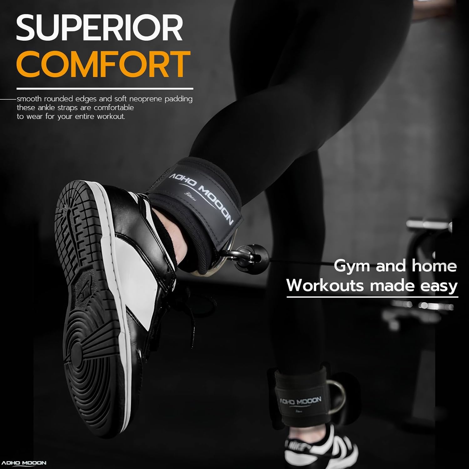 Comfortable Adjustable Padded Ankle Wrist Cuffs Neoprene Padded Straps D-Ring Glute Kickback for Cable Machine, Ideal for Glutes Exercises - Image 6