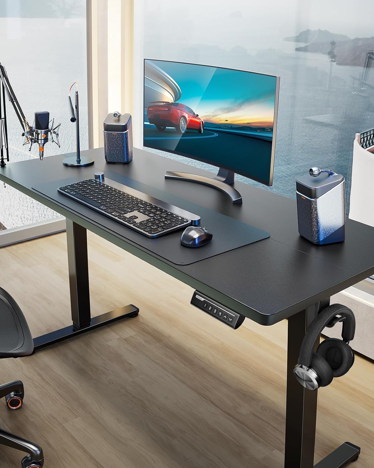 ErGear Height Adjustable Electric Standing Desk, 48 x 24 Inches Sit Stand up Desk, Memory Computer Home Office Desk (Black) - Image 3
