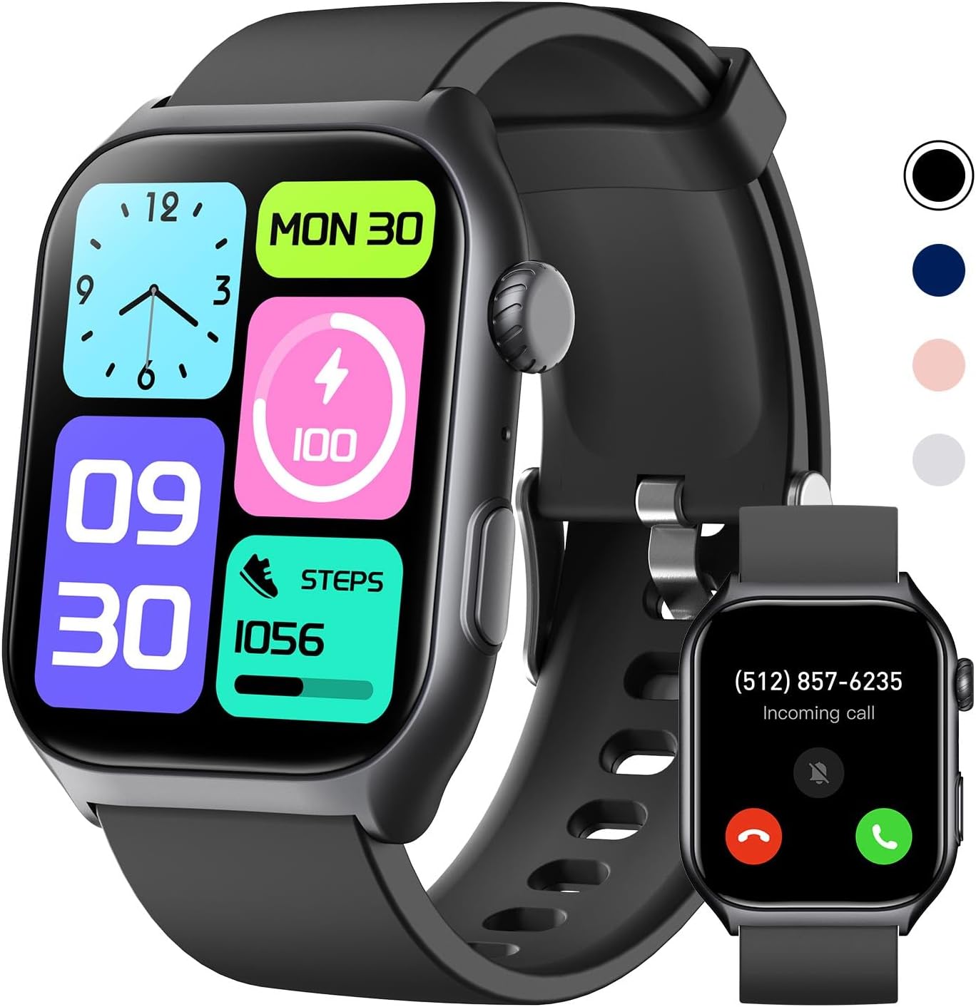 Fitness Tracker for Men Women (Make/Answer Call), 2.0" Smart Watch with 24/7 Heart Rate Blood Oxygen Sleep Monitor, Pedometer, 100+ Sport Modes IP68 Waterproof Activity Tracker for Android iOS - Image 2