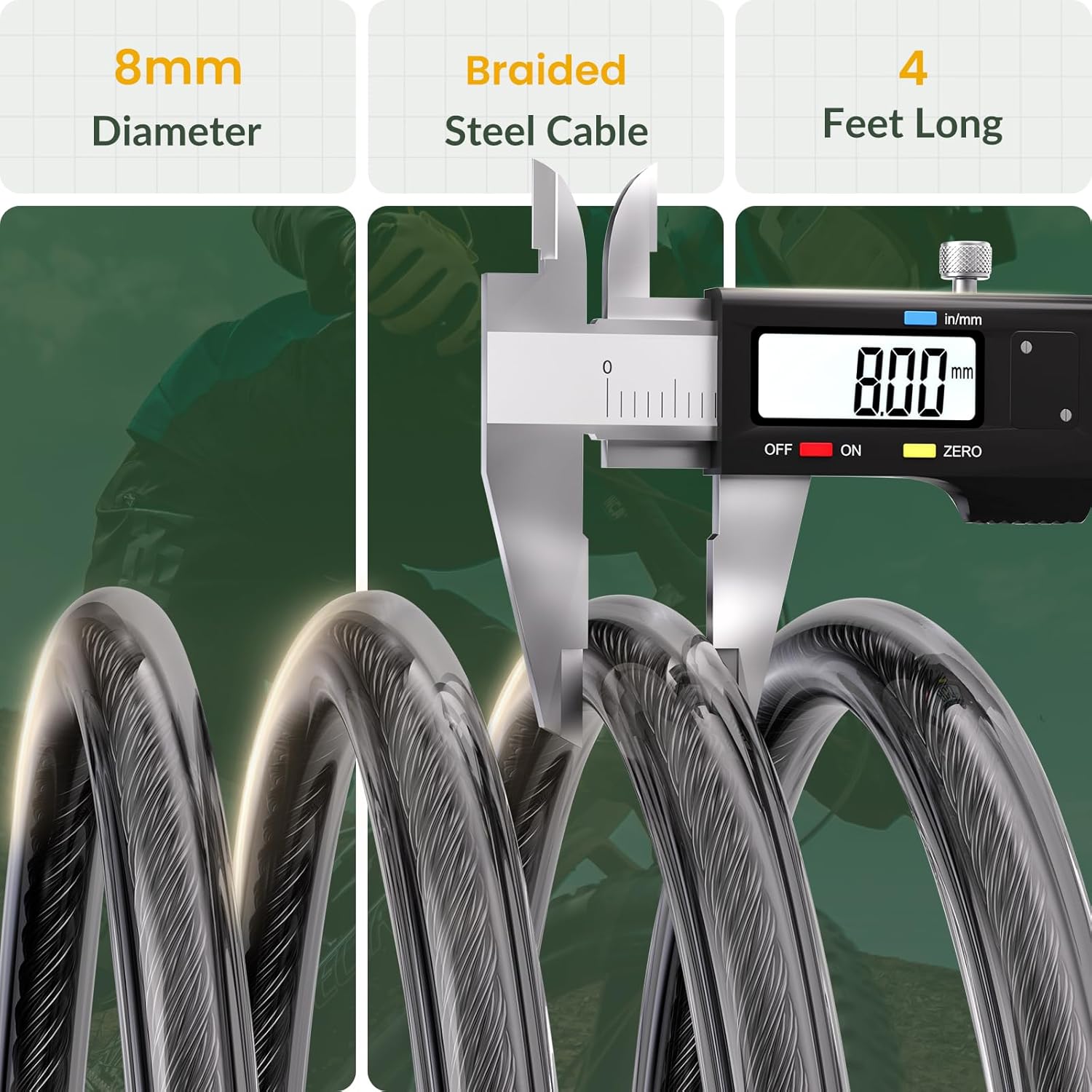 Titanker Bike Lock Cable, 4 Feet Bike Cable Lock Basic Self Coiling Kids Bike Lock Combination with Complimentary Mounting Bracket, 5/16 Inch Diameter (4FT, Black-8mm) - Image 4