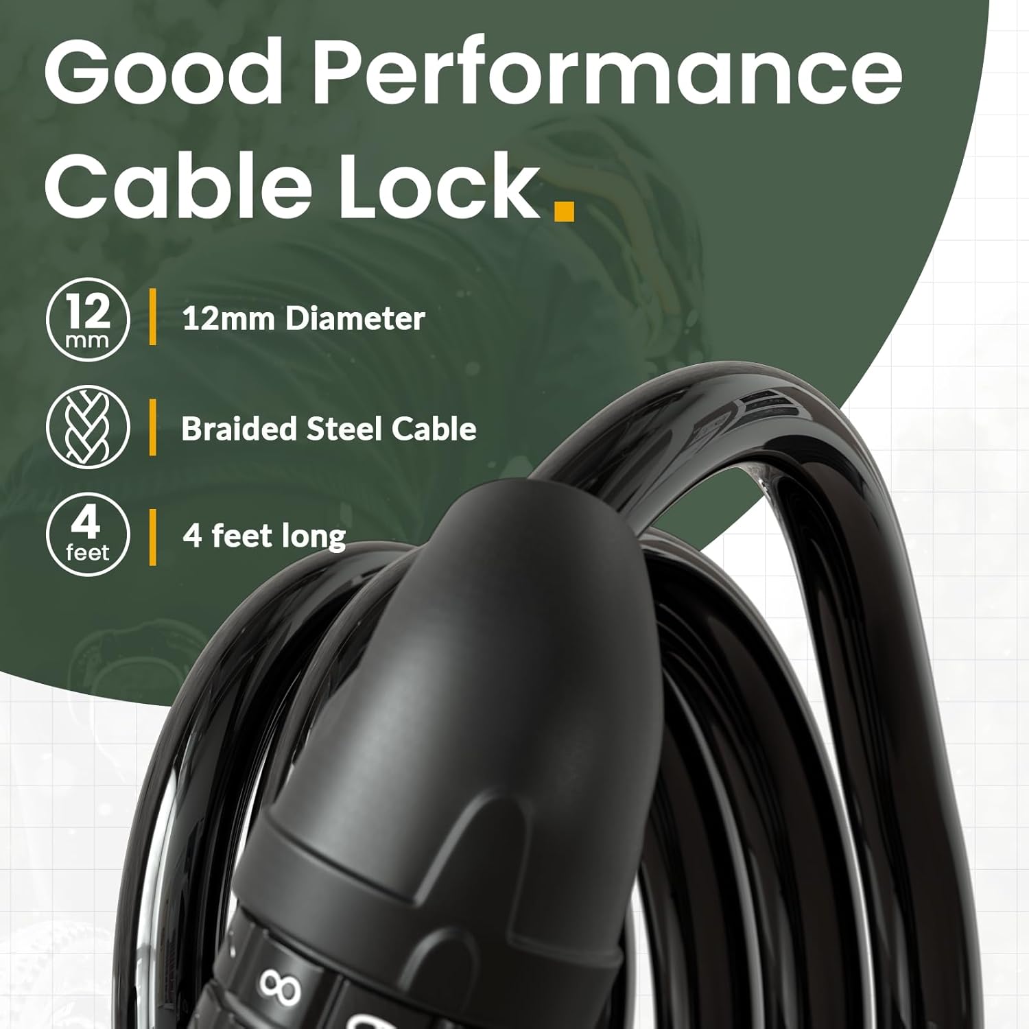 Titanker Bike Lock, Bicycle Lock 4 Feet Cable Lock 1/2 Inch Resettable Bike Lock Combination with Mounting Bracket, Bike Accessories for Bicycle, Electric Scooter, Motorcycle - Image 4