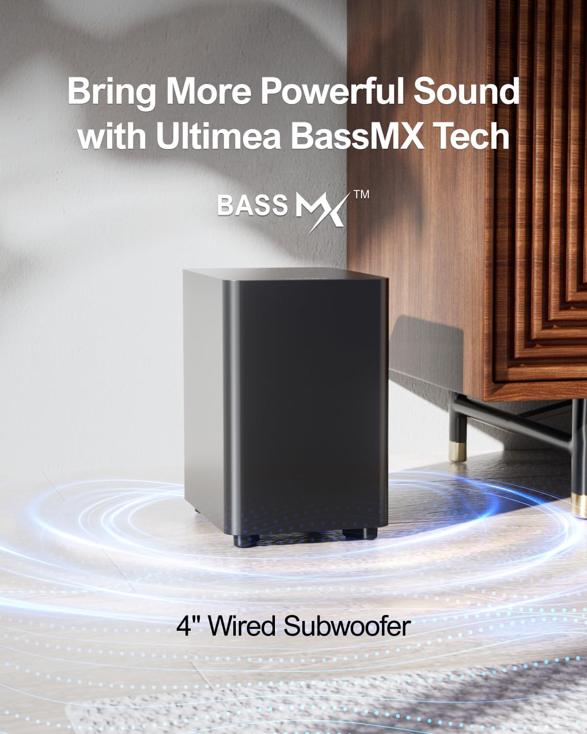 ULTIMEA 5.1 Sound Bar with Virtual Surround Sound System for TV, Sound Bar for Smart TV with 2 Surround Speakers for Home Theater, App Control, Wired Subwoofer, Peak Power 250W, Opt/AUX/BT, Aura A30 - Image 5
