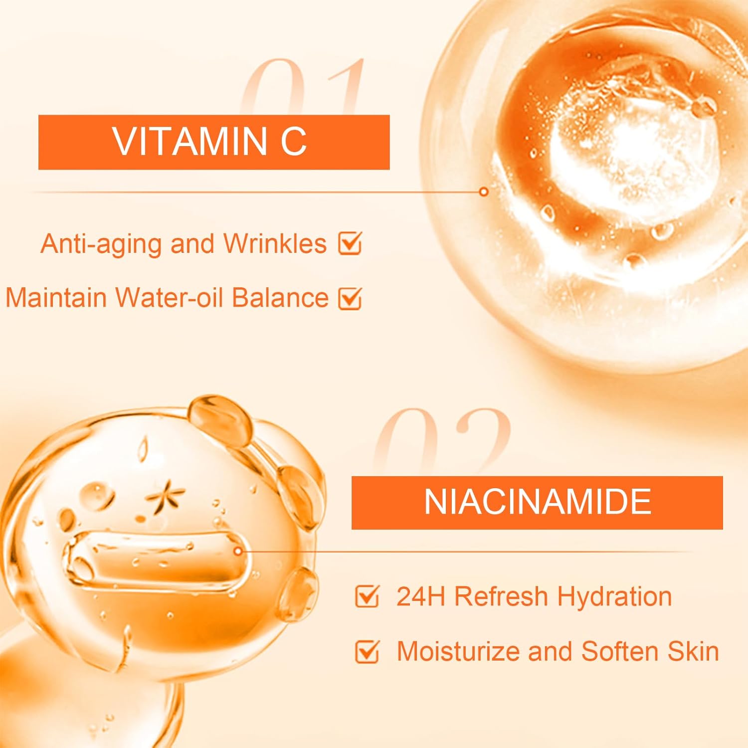 5 x Vitamin C Skin Care Set, Skincare Routine Set, Facial Skin Care Products, Skincare Gift Set with Cleanser, Eye Cream, Serum, Cream, Mask, Anti-Aging Skin Care Kit for Firming & Hydrating 6PCS - Image 8
