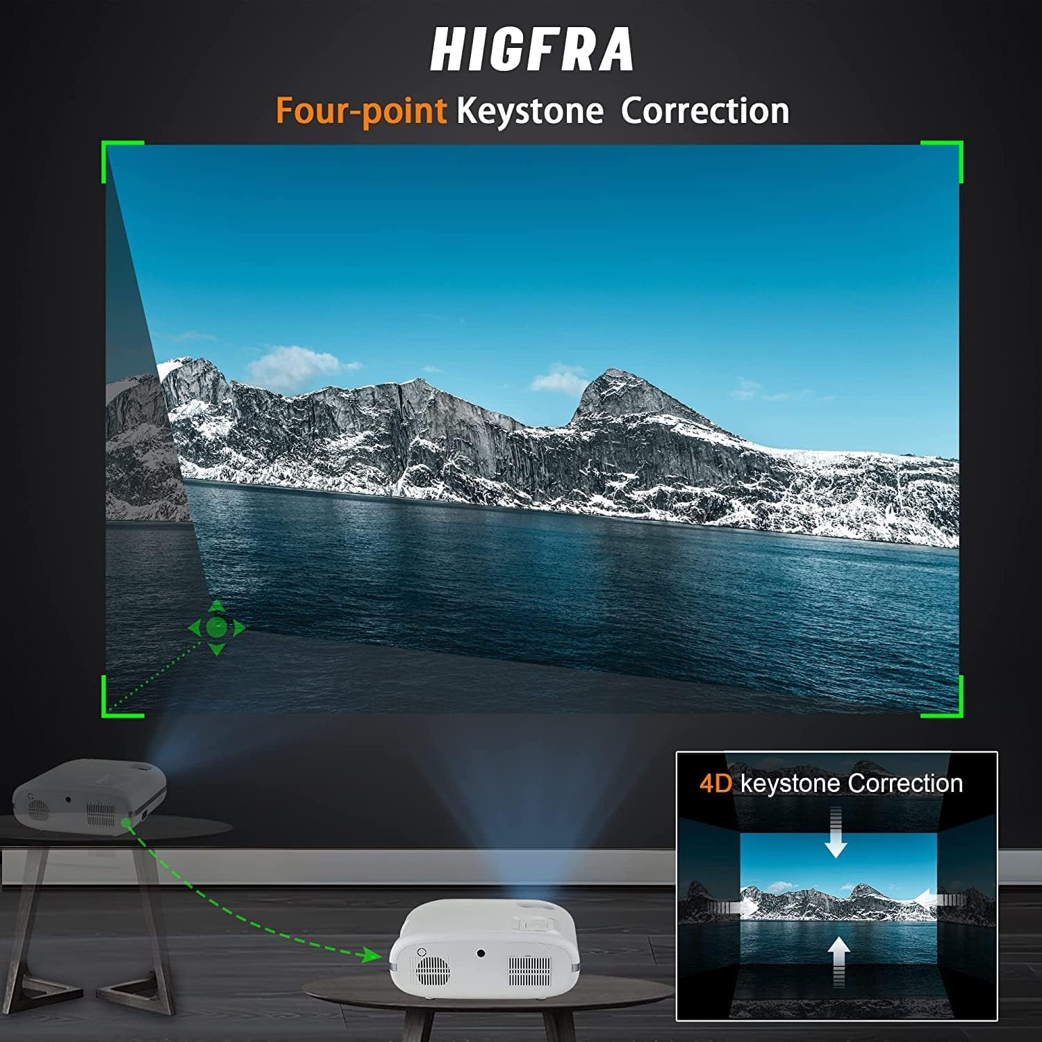 Multimedia Projector with 5G WiFi and Bluetooth Higfra 560 ANSI 16000L Native 1080P Outdoor Movie Projector 4k Support,Auto 6D Keystone&50% Zoom,Portable Smart Home LED Video Projector for Phone/PC - Image 6