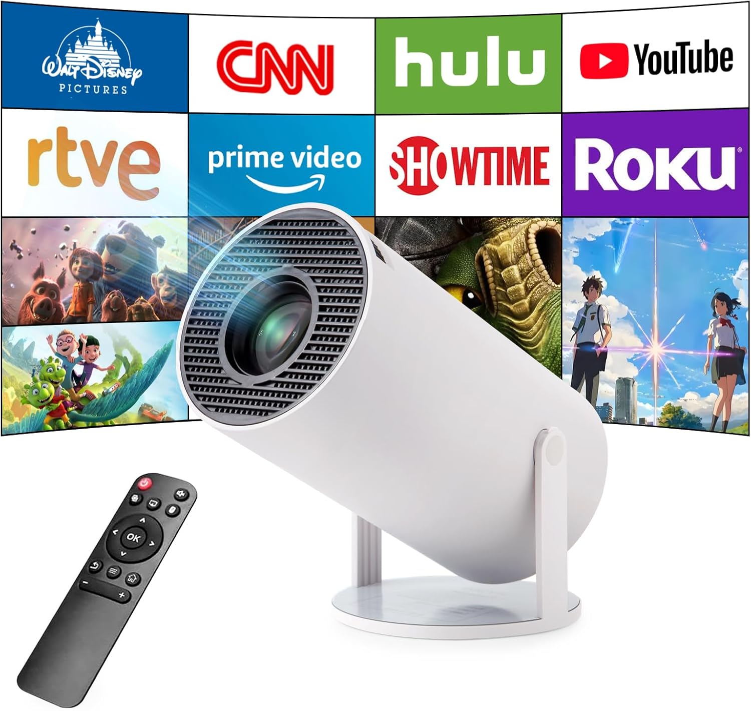 Smart Mini Projector - 4K with WiFi 6 & Bluetooth 5, Portable Android 11, Auto Keystone, 180 Display Up to 130 Inch - Image 2