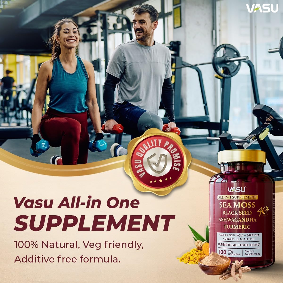 Vasu Sea Moss Capsules - 100 Count - Sea Moss Black Seed Oil Ashwagandha Ginger, Irish Sea Moss Capsules for Stamina, Strength, Endurance - Sea Moss Pills for Men & Women - Image 9