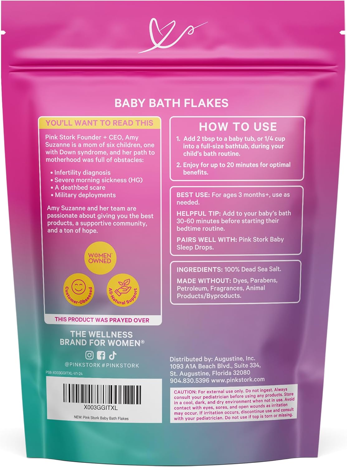 Pink Stork Baby Bath Flakes, Calming Fragrance Free Magnesium Bath Salts for Infants and Toddlers to Help Soothe Diaper Rash, Irritation, and Support Restful Sleep Without Melatonin - 16 oz - Image 8