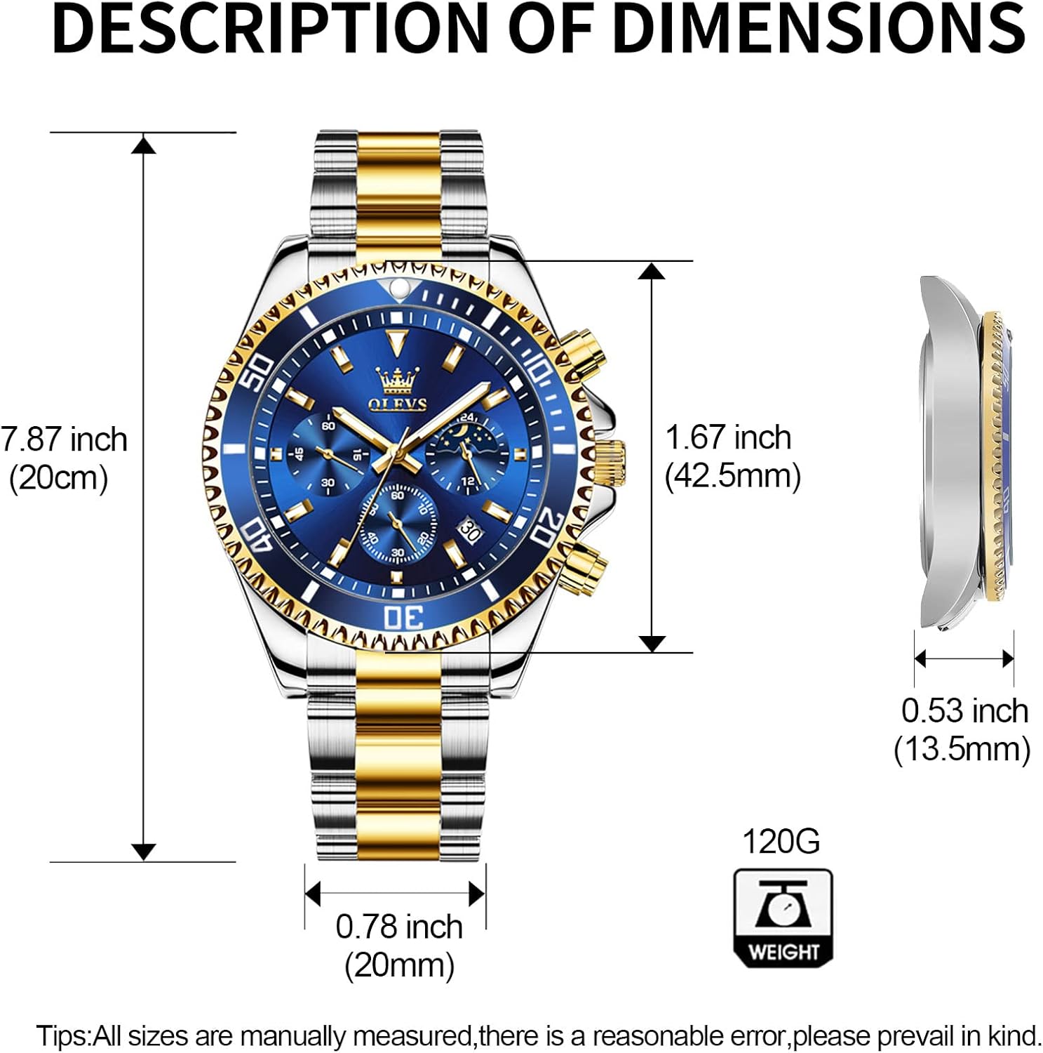 OLEVS Mens Watches Big Face Stainless Steel Waterproof Date Analog Quartz Watches Fashion BusinessWrist Watches for Men… - Image 8