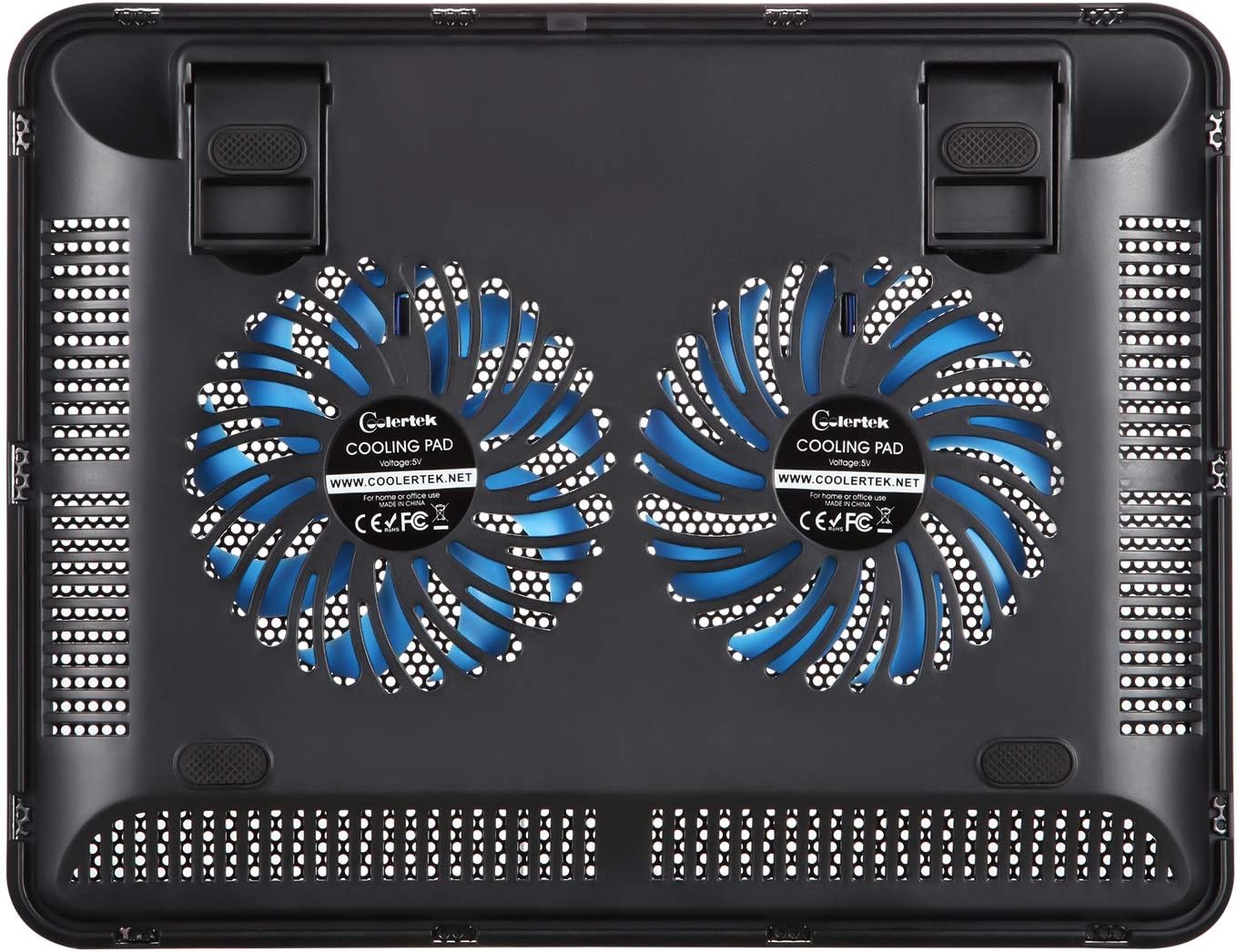 Laptop Cooling Pad, Coolertek Portable Slim Quiet Laptop Notebook Cooler Cooling Pad Stand with 2 Blue LED Fans, USB Powered, Adjustable Angled, Fits 11-14 Inch Laptop - Image 4