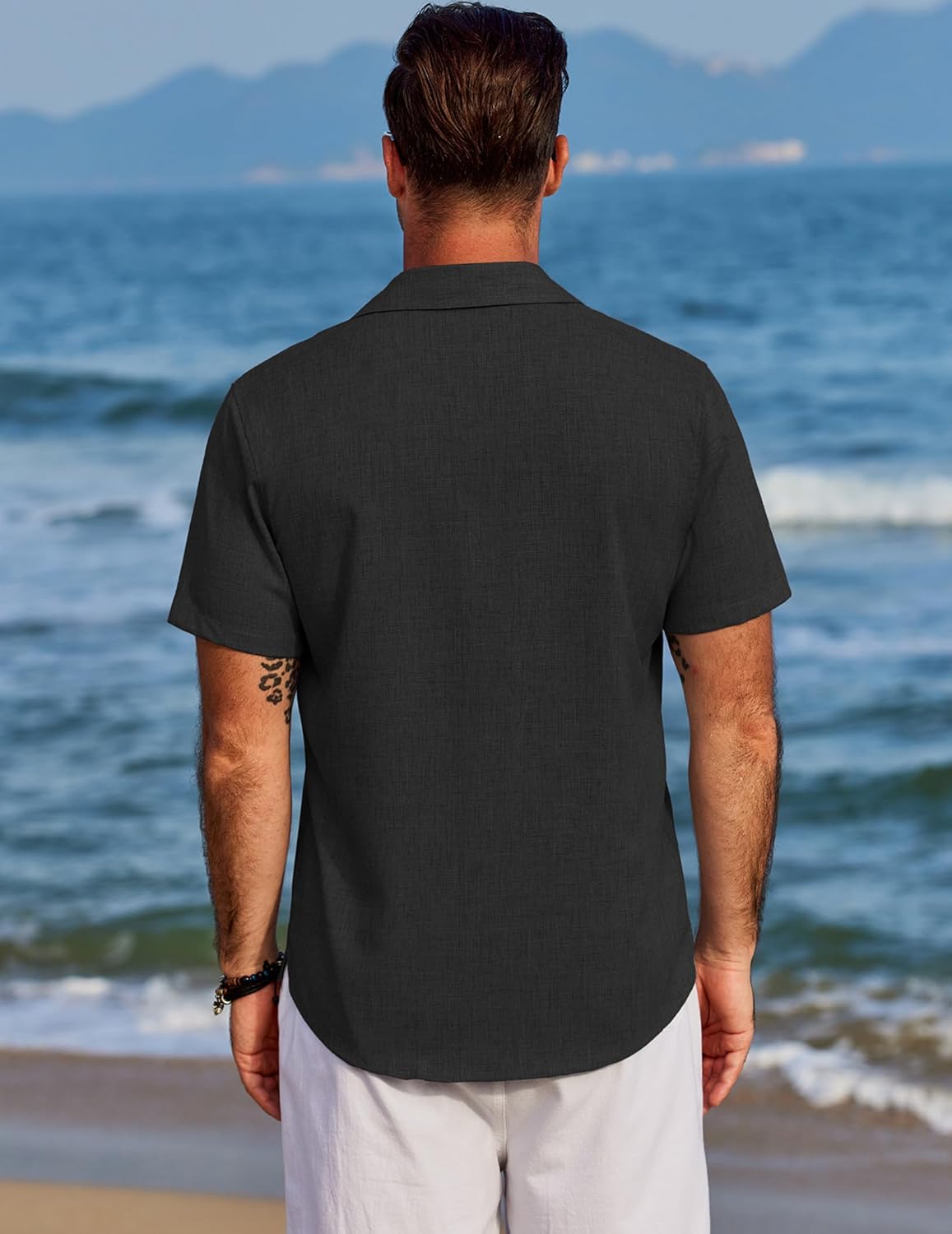 COOFANDY Men's Beach Summer Shirts Linen Texture Shirts Short Sleeve Casual Button Down Shirt - Image 5
