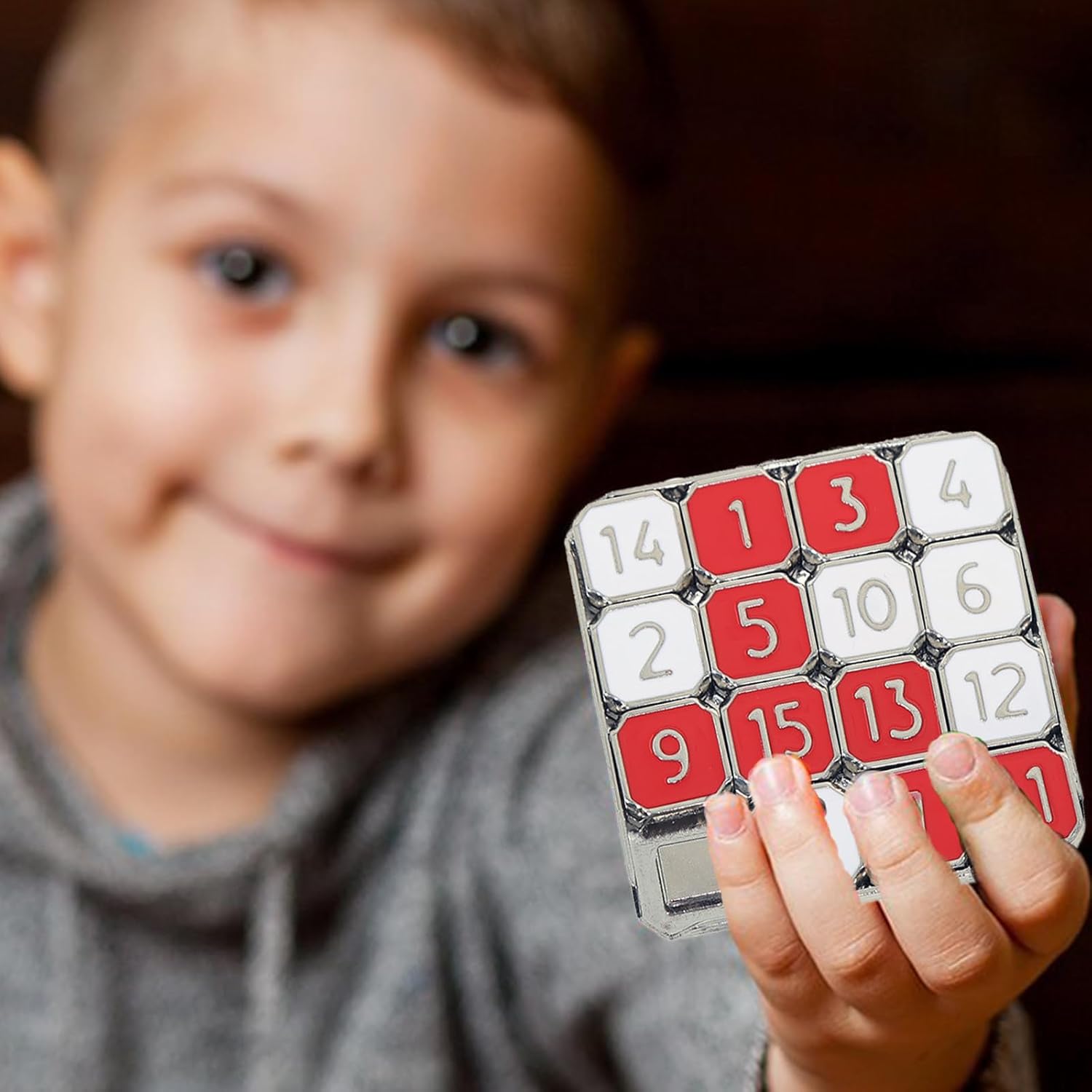 Metal Number Slide 15 Puzzle - Red and White Sliding Educational Learning Game - Brain Teaser Pocket Puzzle for Fun and Mental Exercise - Image 5