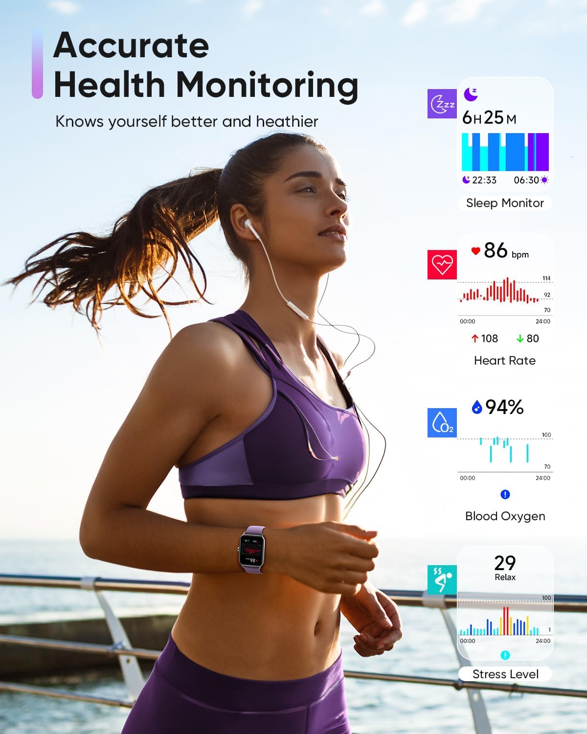 Fitpolo Smart Watches for Women Men, Alexa Built-in 1.8" Fitness Tracker Watch for Android iOS, Waterproof Activity Trackers with 100 Sports, GPS via Phone, Heart Rate Sleep SpO2 Monitor - Image 4