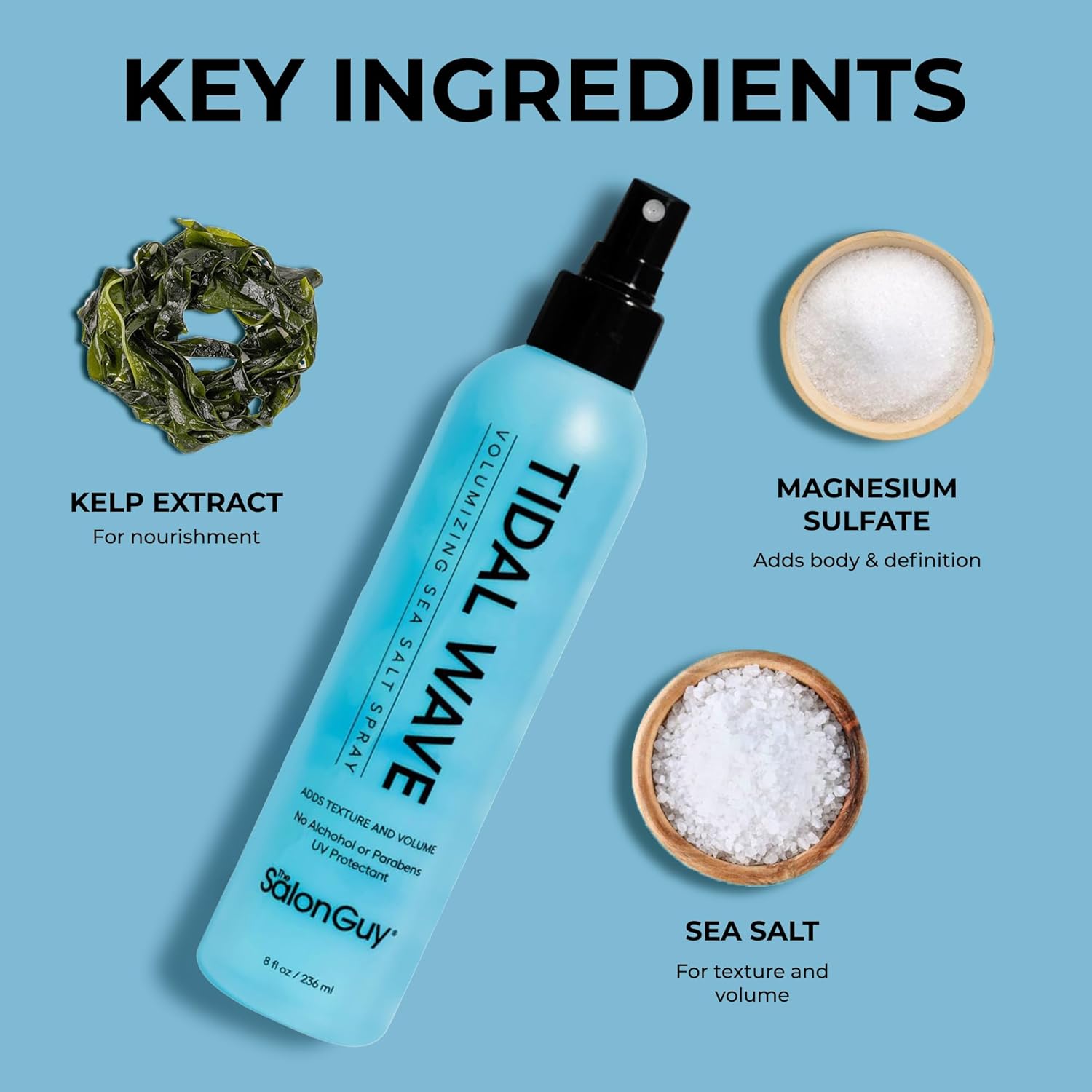 THESALONGUY Tidal Wave Sea Salt Spray for Men - Volumizing & Texturizing Spray with Natural Sea Salt & Kelp for Beach Waves | Light & Non-greasy | Paraben & Alcohol-Free for All Hair Types - Image 5