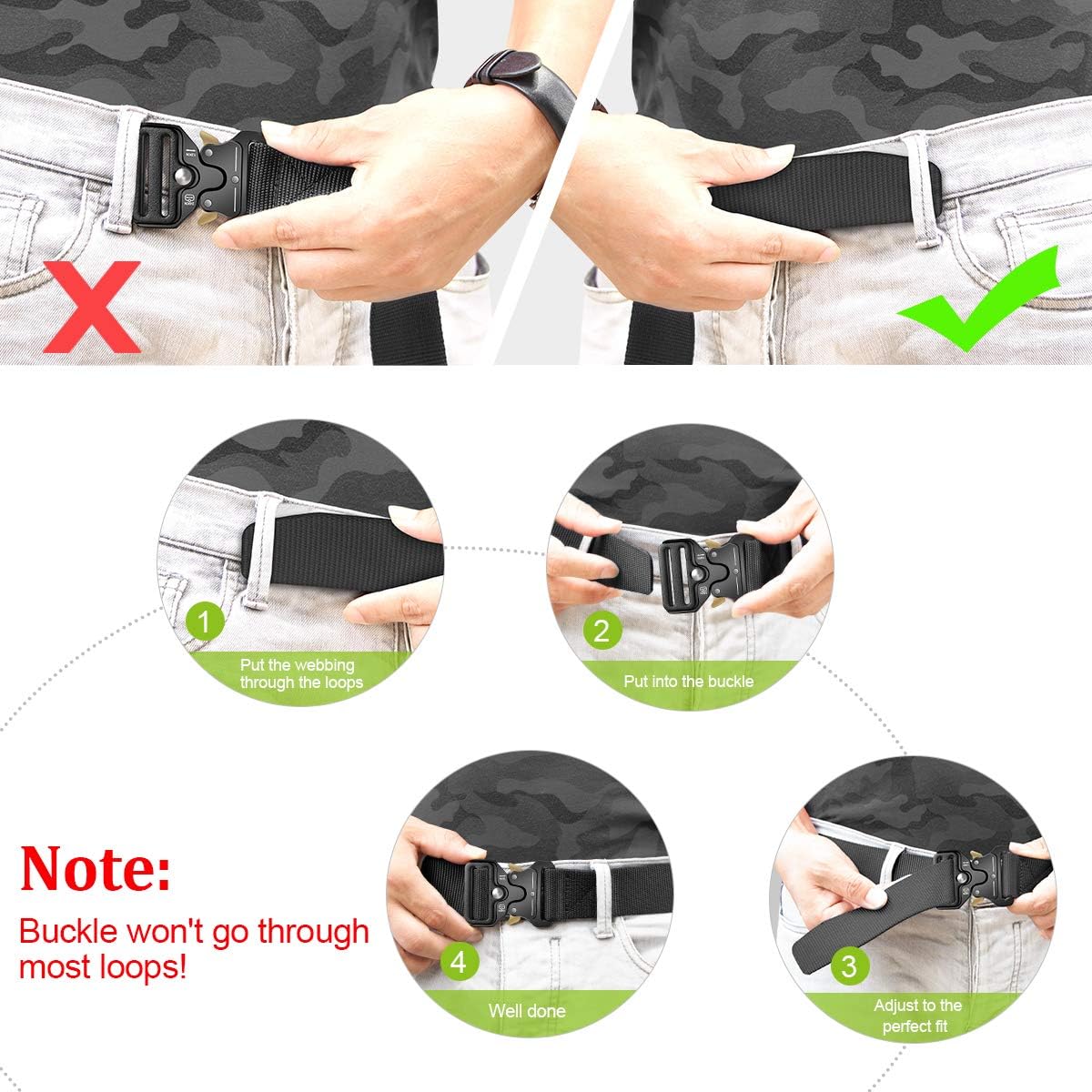 BESTKEE Tactical Belt for Men, 1.5" Military Nylon Work Belt with Quick Release Buckle, Gift with Molle Pouch and Hooks - Image 6