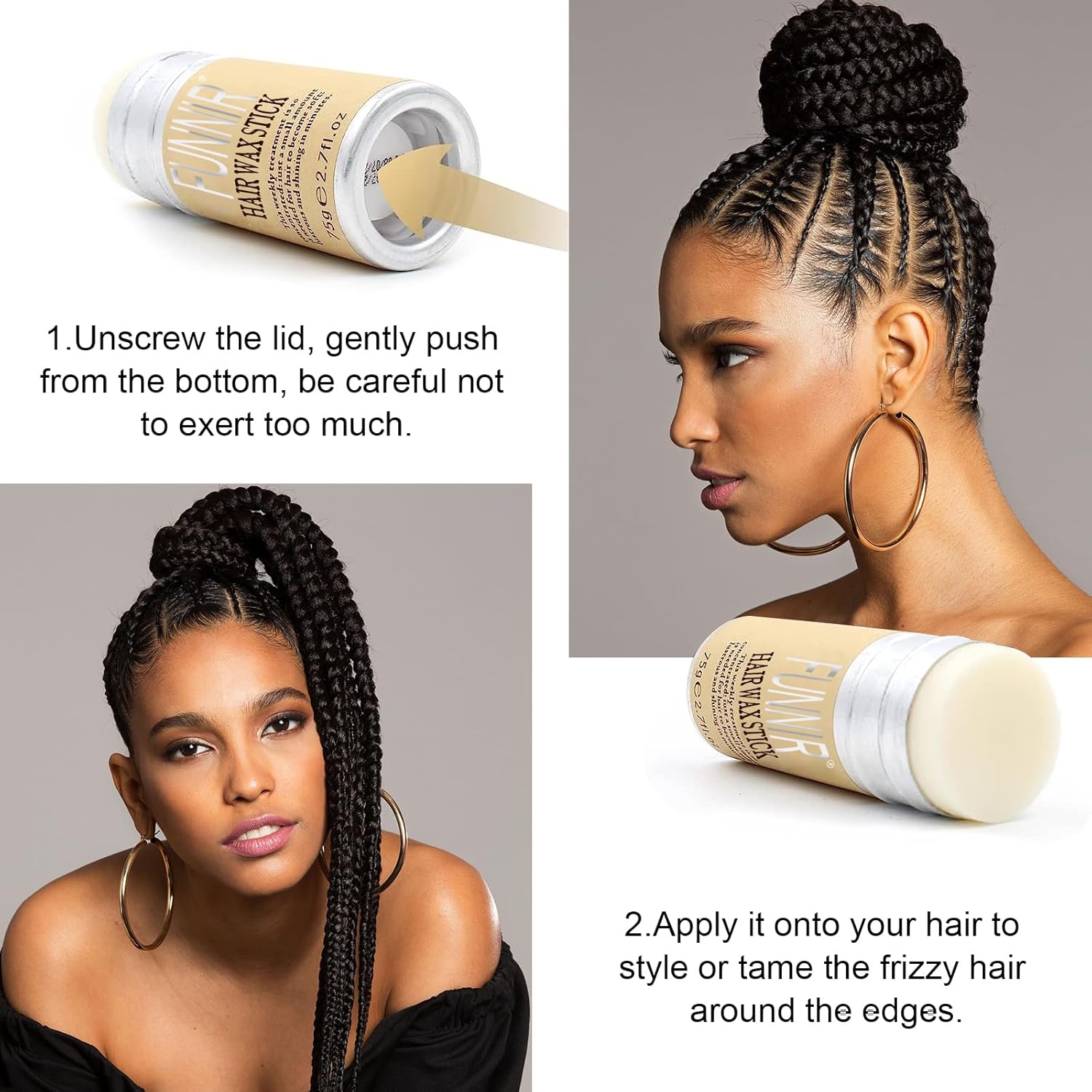 Hair Wax Stick (3 Pack) for Slick, Frizzy Hair and Edge Control,Bun Maker & Styling Waxes for Kids & Women & Men - Image 7