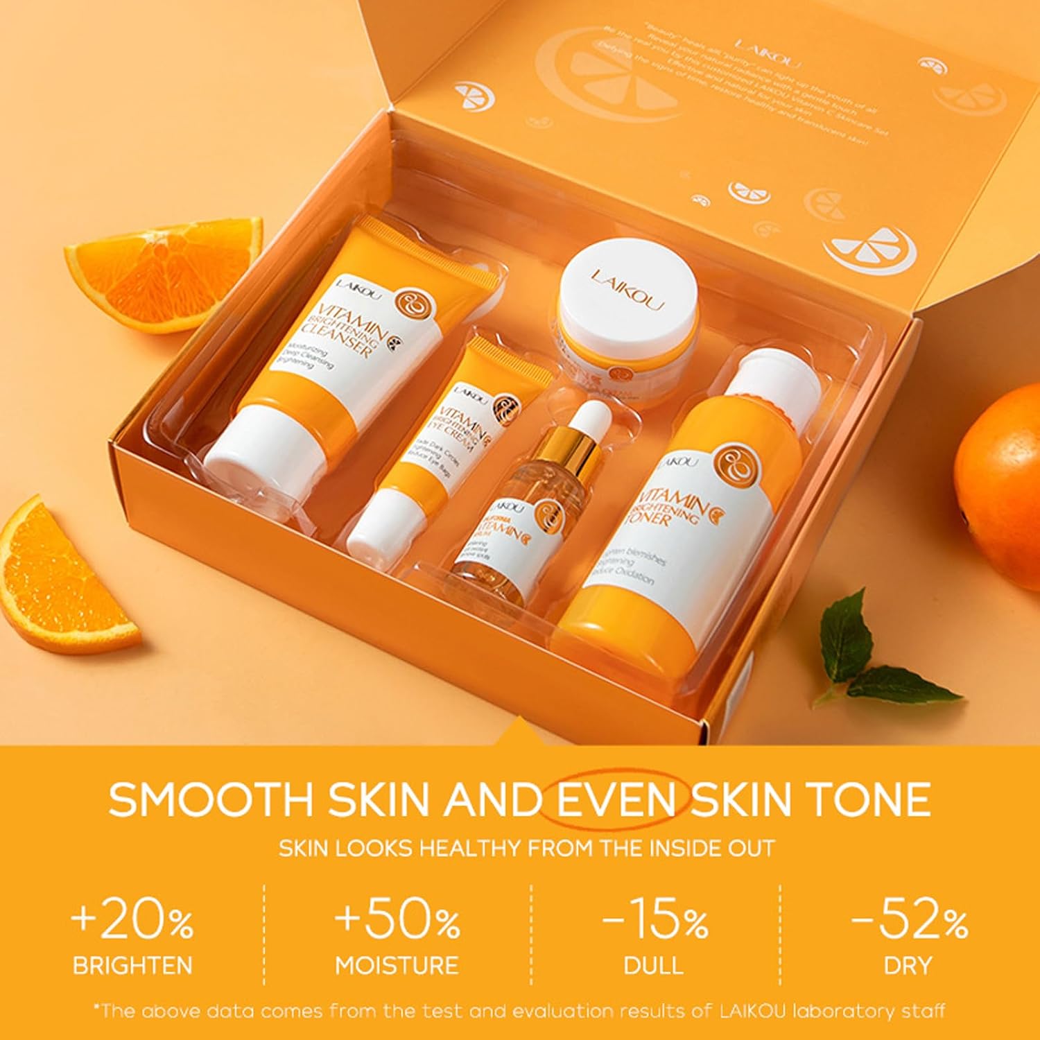 Skincare Gift Set for Teenage Girls,Vitamin C Skin Care Set - 5 Piece Gentle Skin Cleaning & Care Travel Size Kit With Cleanser, Toner, Face Serum,Eye Cream,Face Cream Brighten Face Skin Care Kit - Image 3