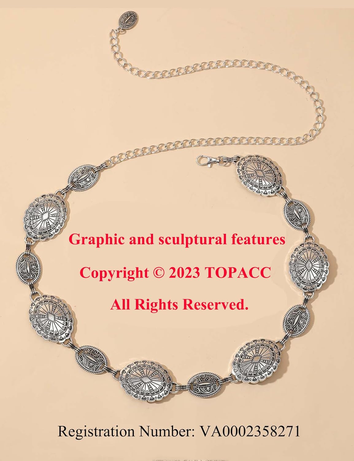 TOPACC Western Metal Concho Belt for Women Cowgirl Chain Belts for Dresses Jeans Country Concert Outfit - Image 7