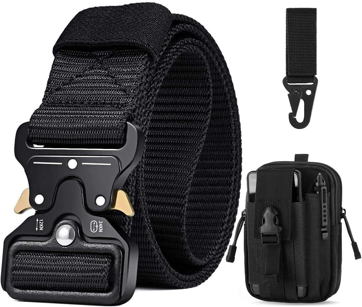 BESTKEE Tactical Belt for Men, 1.5" Military Nylon Work Belt with Quick Release Buckle, Gift with Molle Pouch and Hooks - Image 2